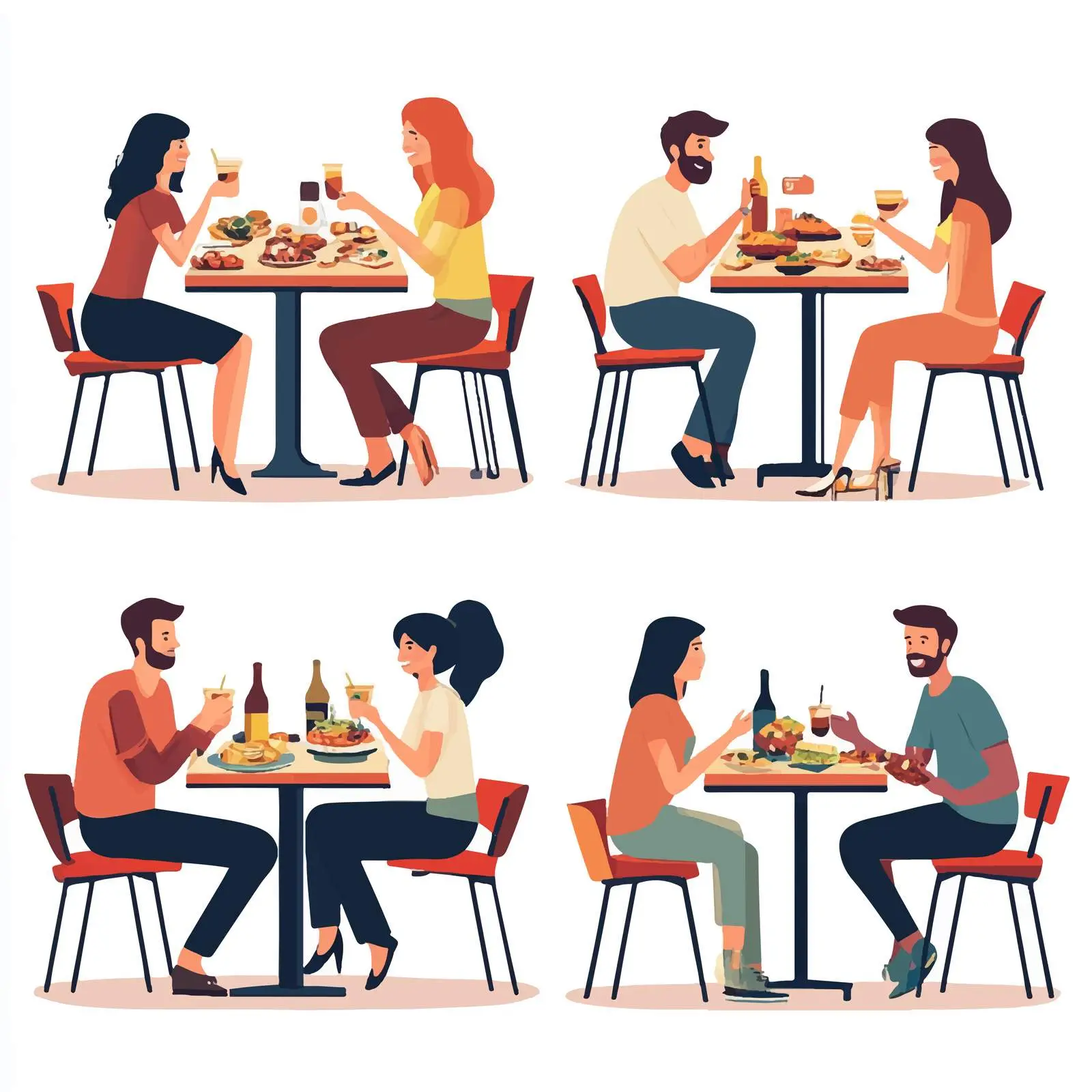 Joyful Friends Dining Together with Delicious Food – free around image from Dotvec