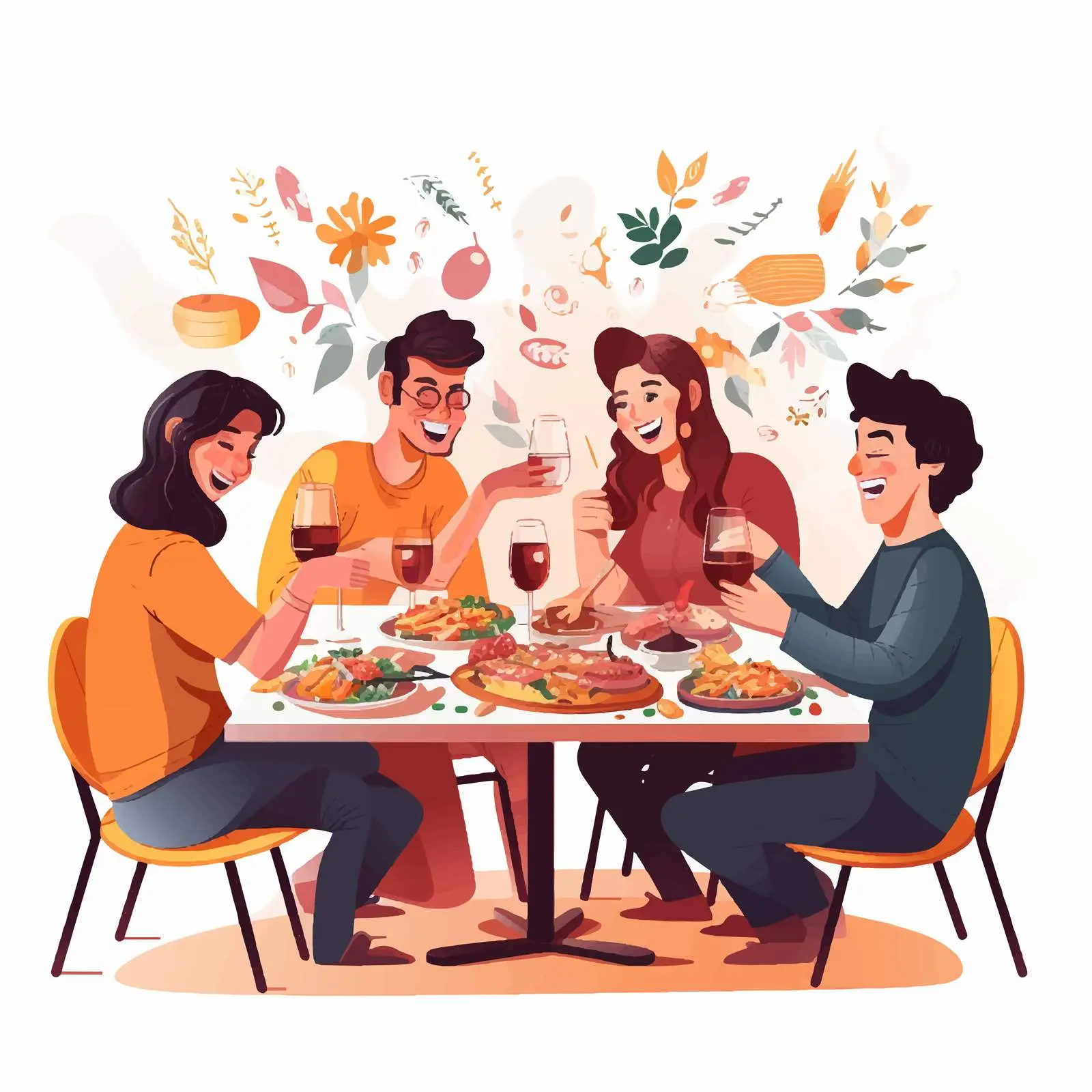 Friends Gathering at Dining Table with Wine — free download from Dotvec
