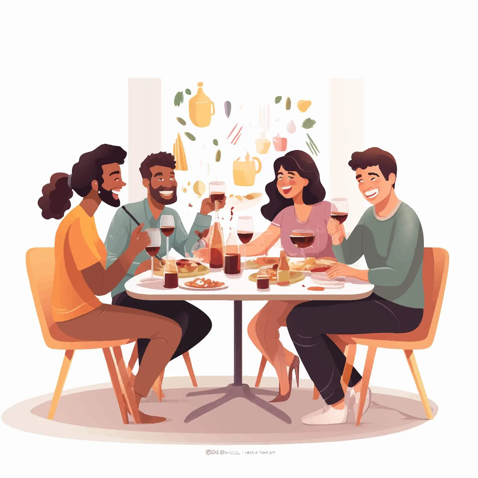 Friends Dining with Wine and Food — free download from Dotvec