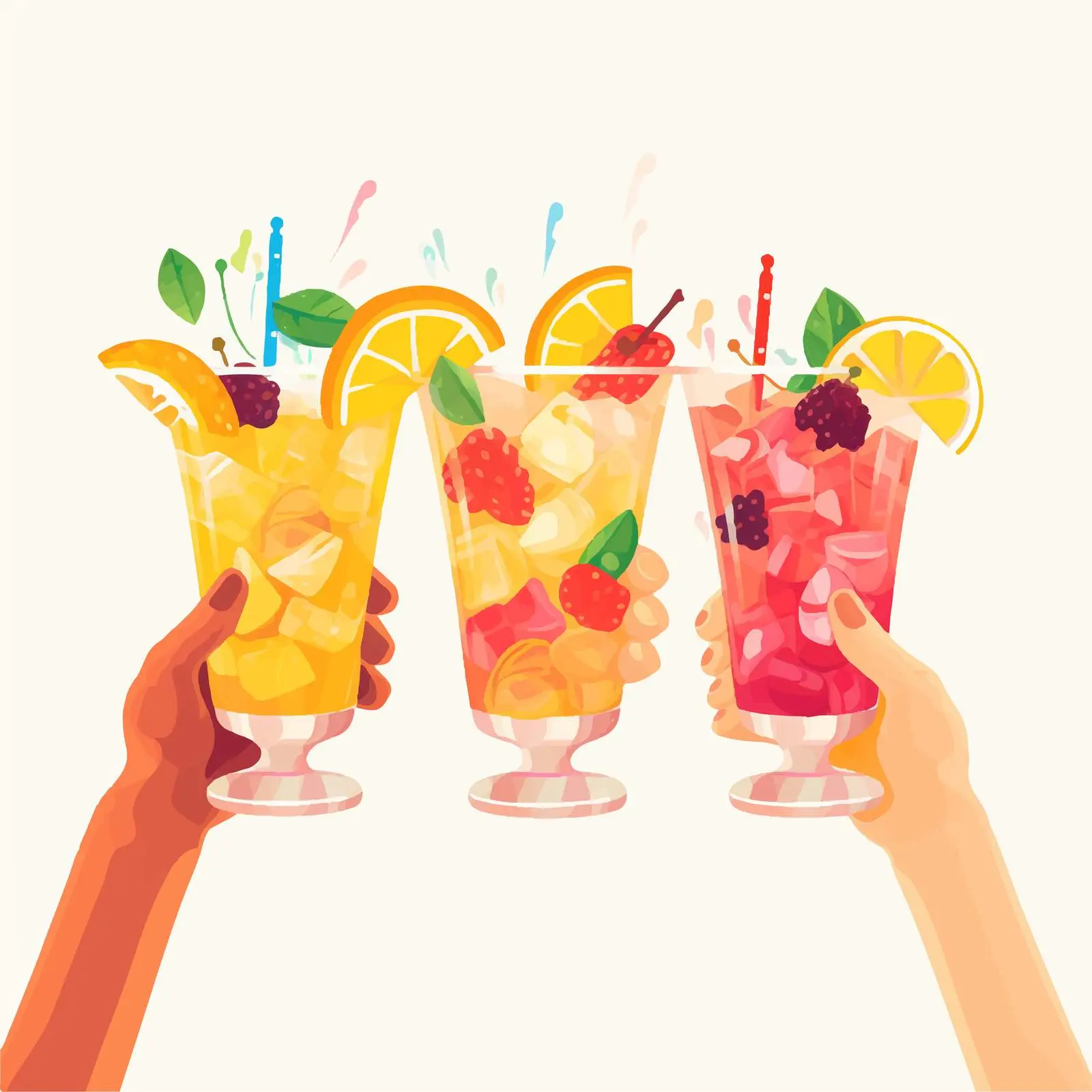 Friends Cheering with Summer Cocktails and Lemonades — free download from Dotvec