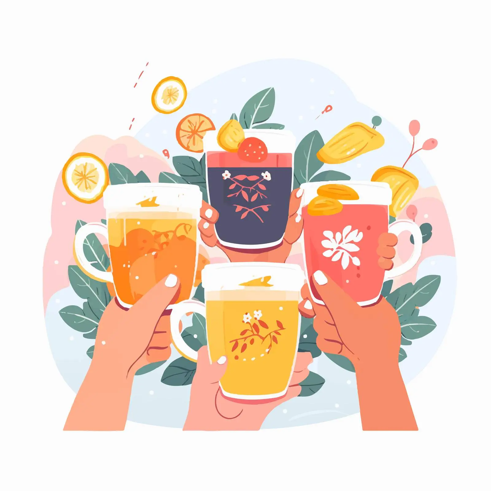 Friends Celebrating with Tea Mugs — free download from Dotvec