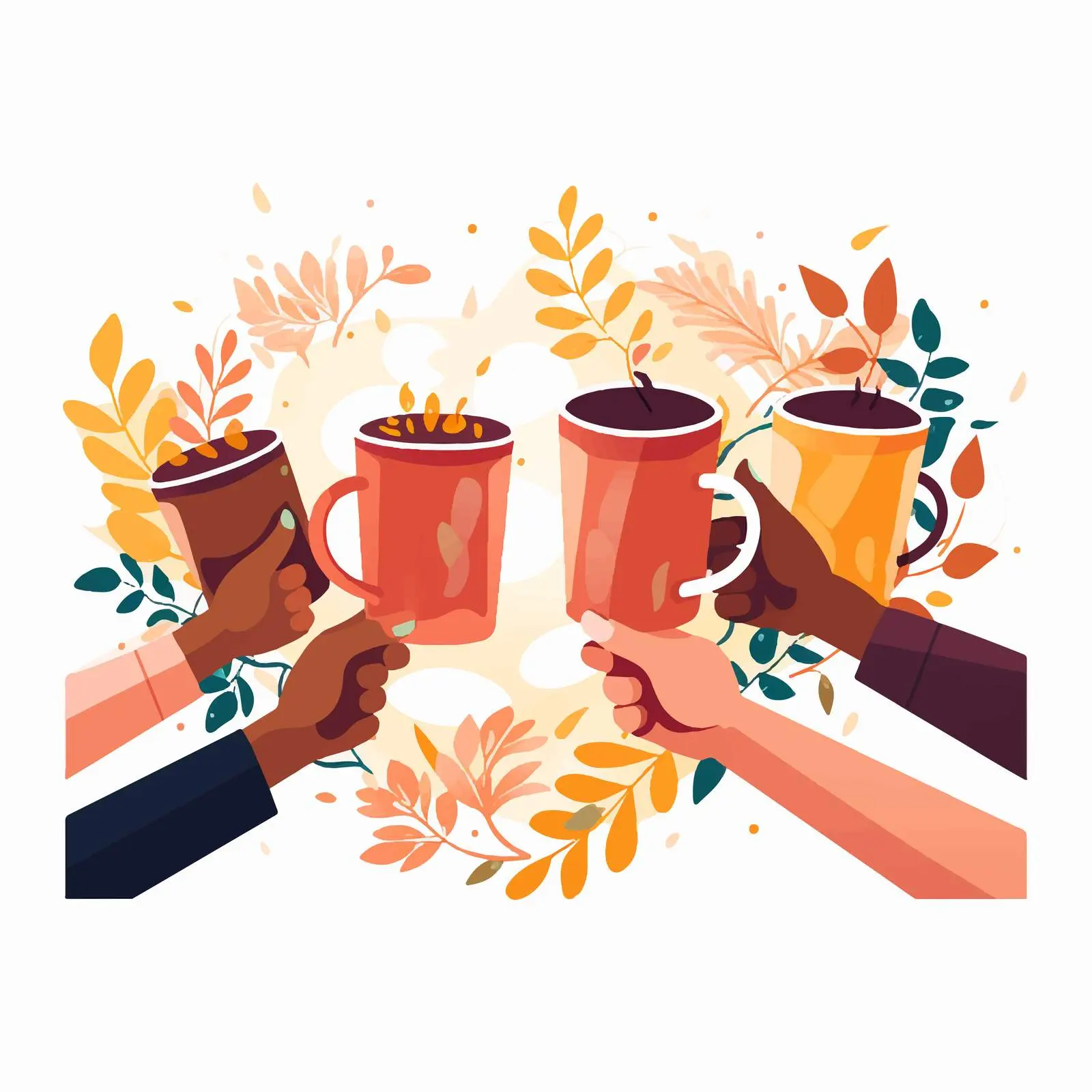 Celebrating Friends with Tea Mugs — free download from Dotvec