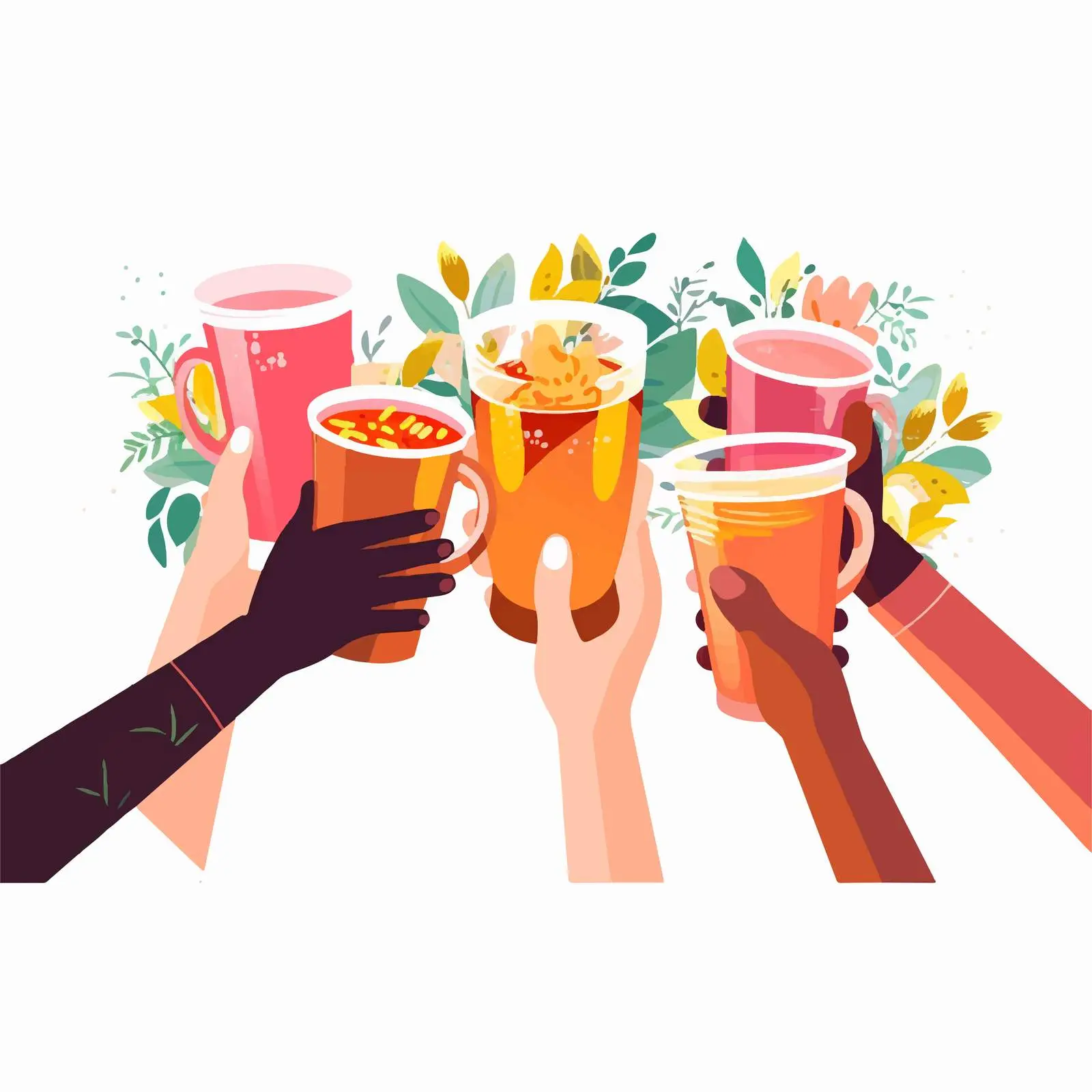 Friends Celebrating with Tea Mugs — free download from Dotvec