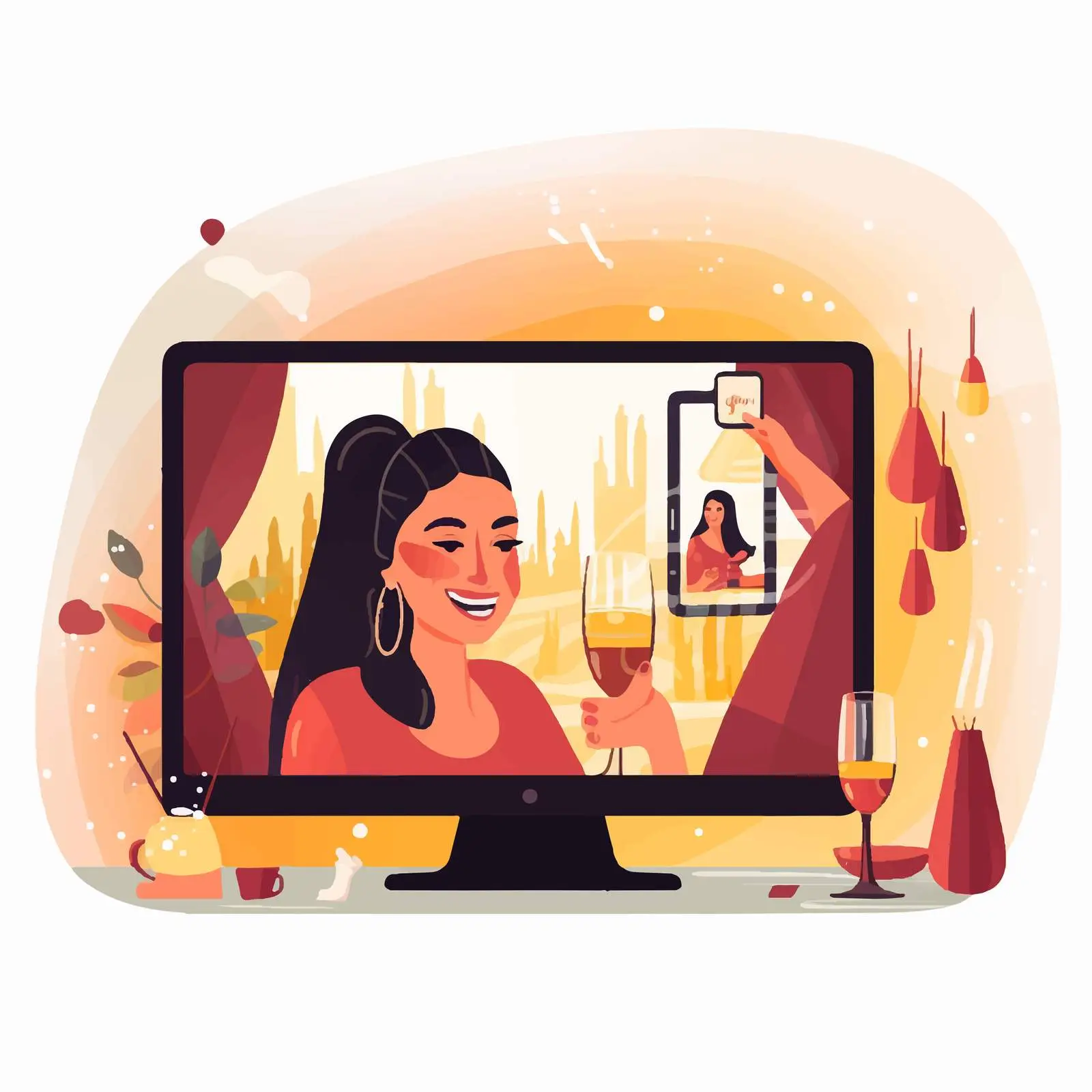 Women Chatting Online with Beer and Wine — free download from Dotvec