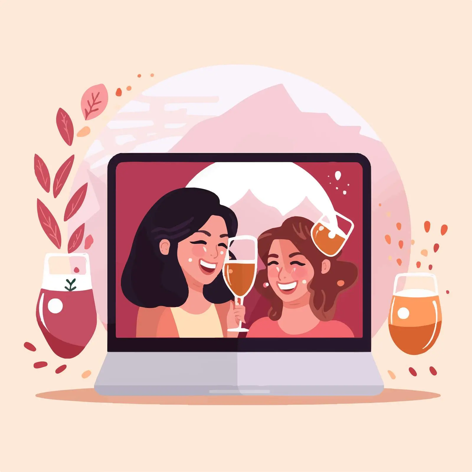 Women Enjoying Drinks During Online Meeting — free download from Dotvec