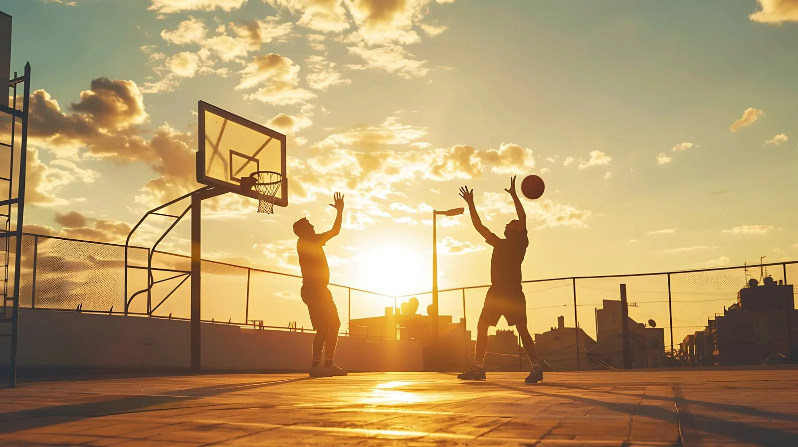 Rooftop Sunset Basketball Game — free download from Dotvec