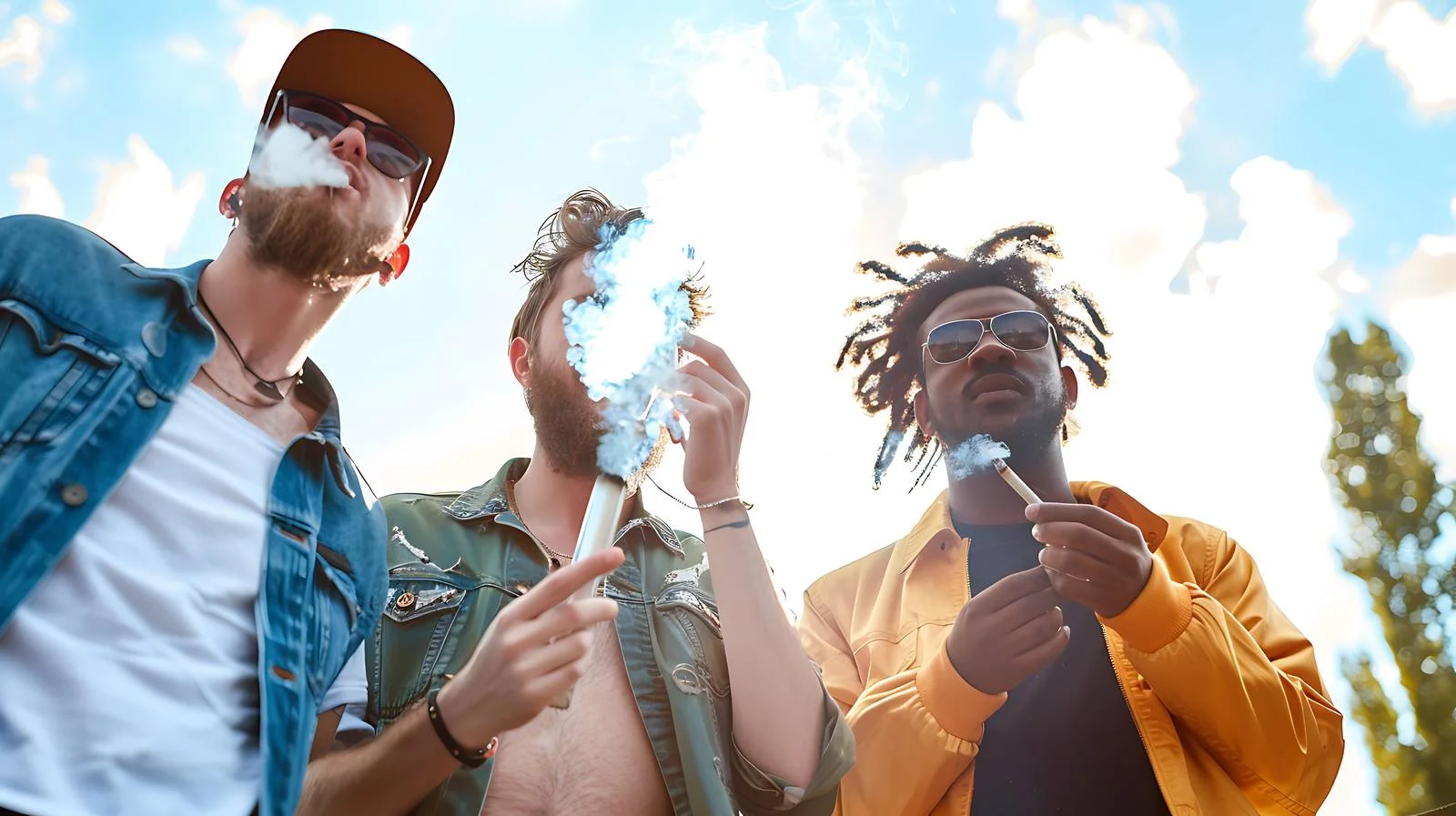 Relaxing Friends Outdoors Smoking on Sunny Day — free download from Dotvec