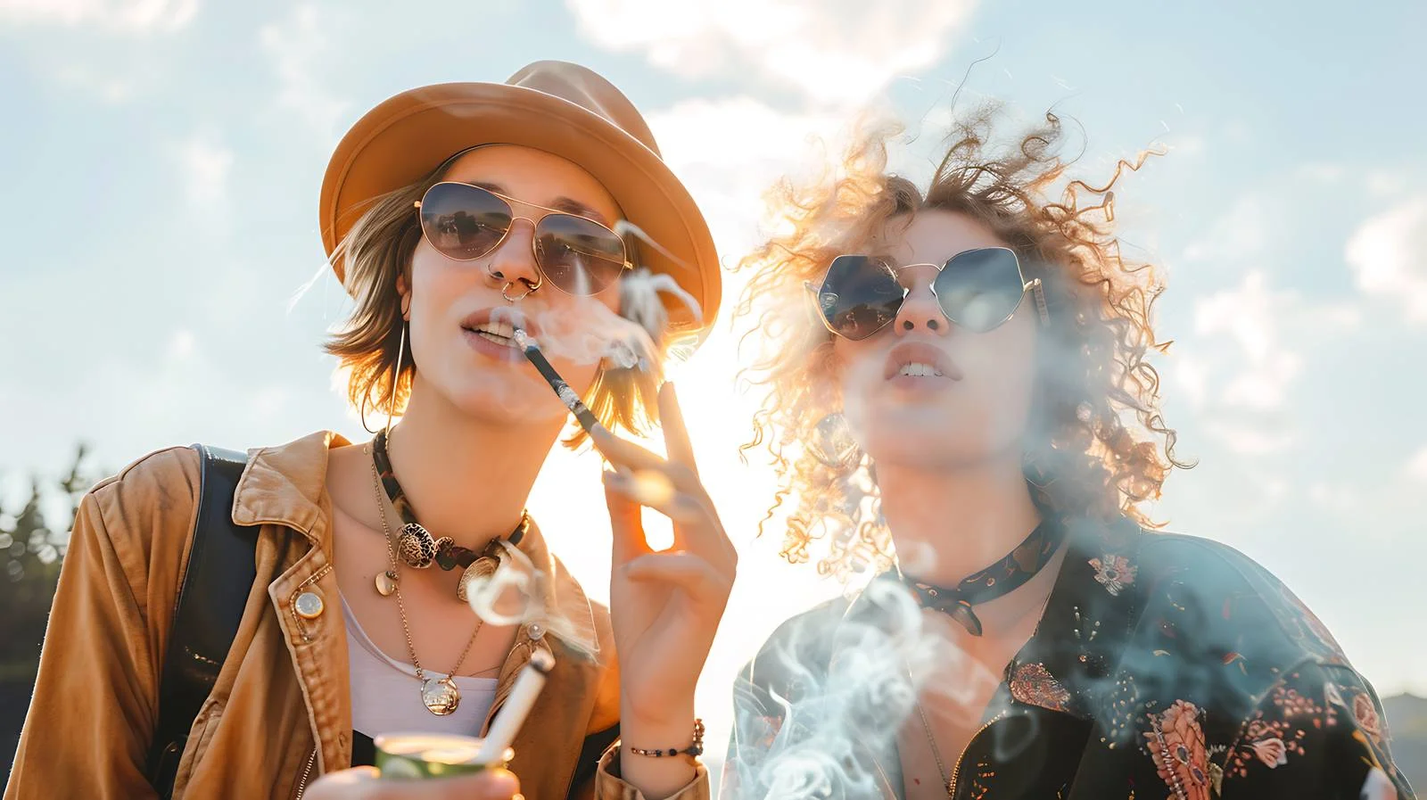 Socializing Outdoors: Friends Smoking on Sunny Day — free download from Dotvec