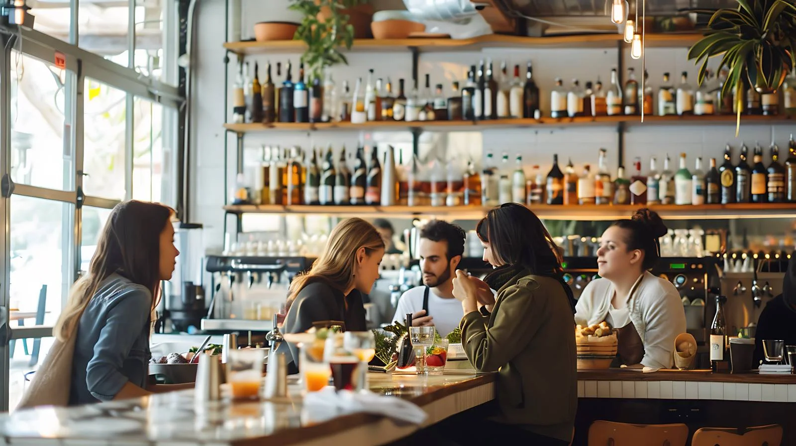 Friends Gathering at Bar Counter Socializing — free download from Dotvec