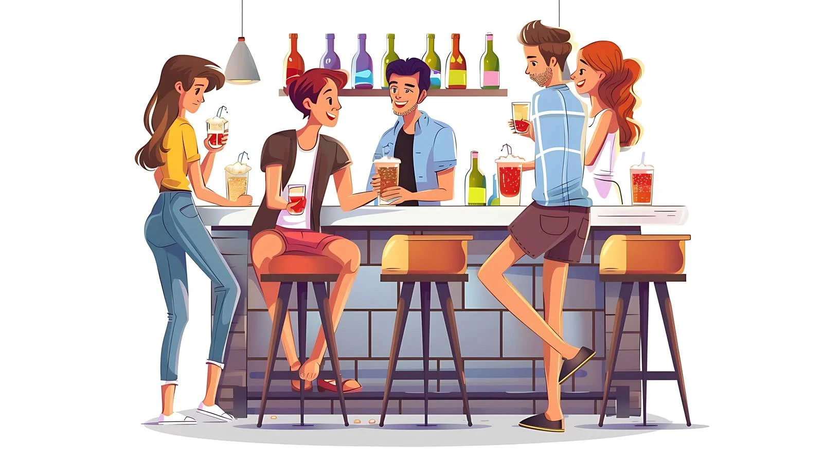 Friends Socializing in Isolated Bar Scene — free download from Dotvec