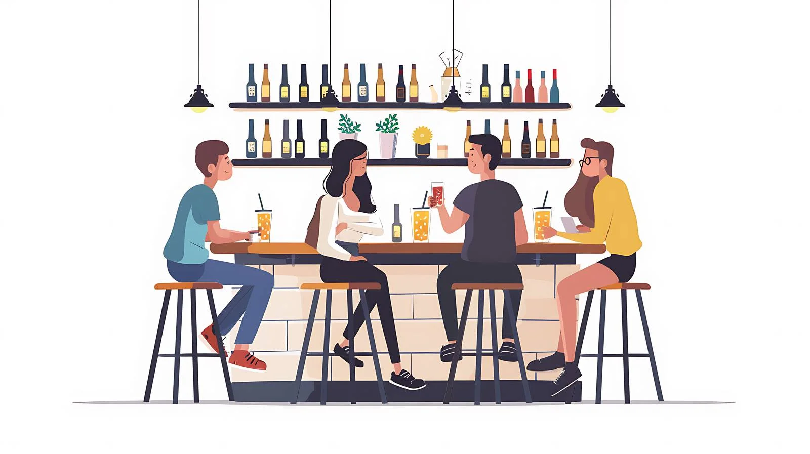 Friends Socializing at Bar Counter — free download from Dotvec