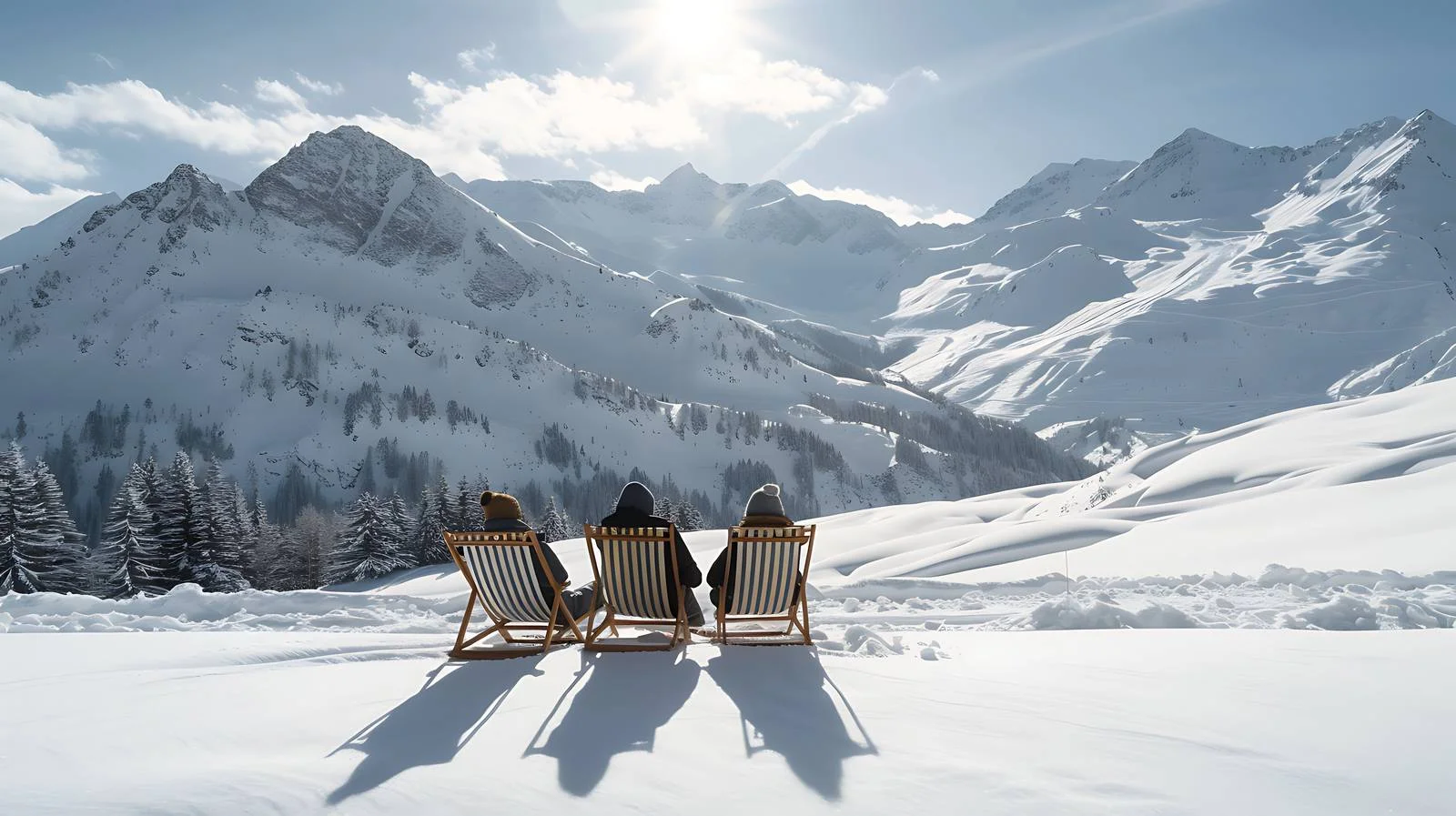 Relaxing Friends in Mountain Deck Chairs — free download from Dotvec