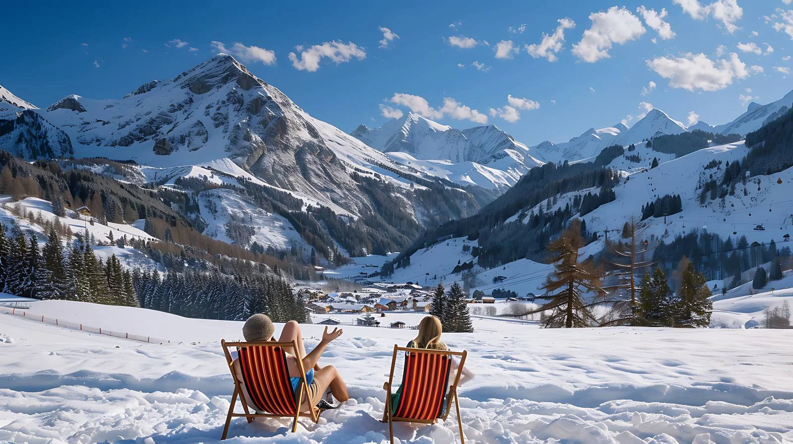 Mountain Friends Relaxing in Sun Loungers — free download from Dotvec