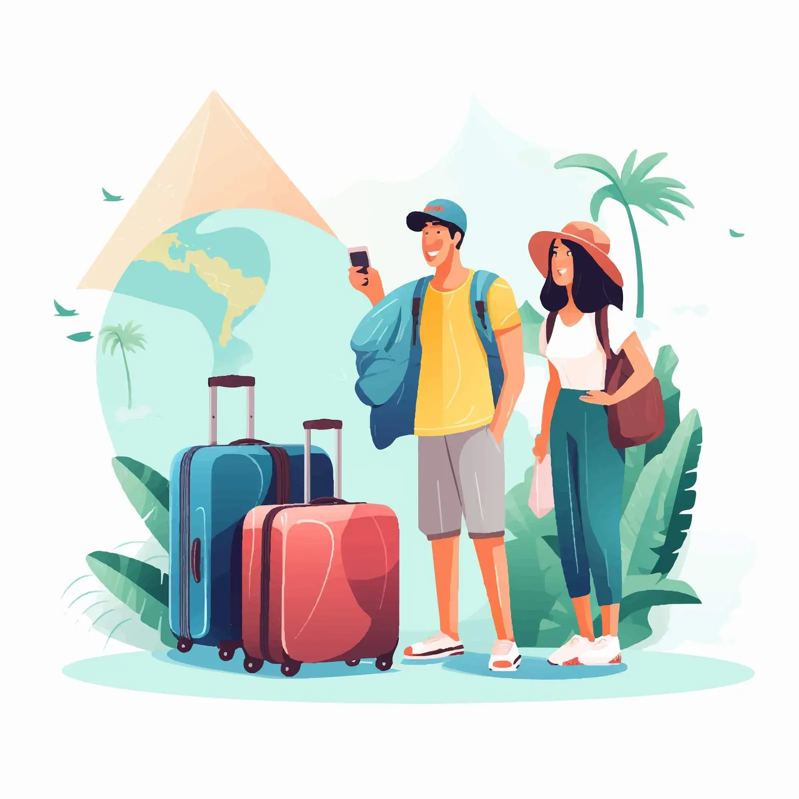 Tourists Arriving with Suitcases and Travel Bags — free download from Dotvec