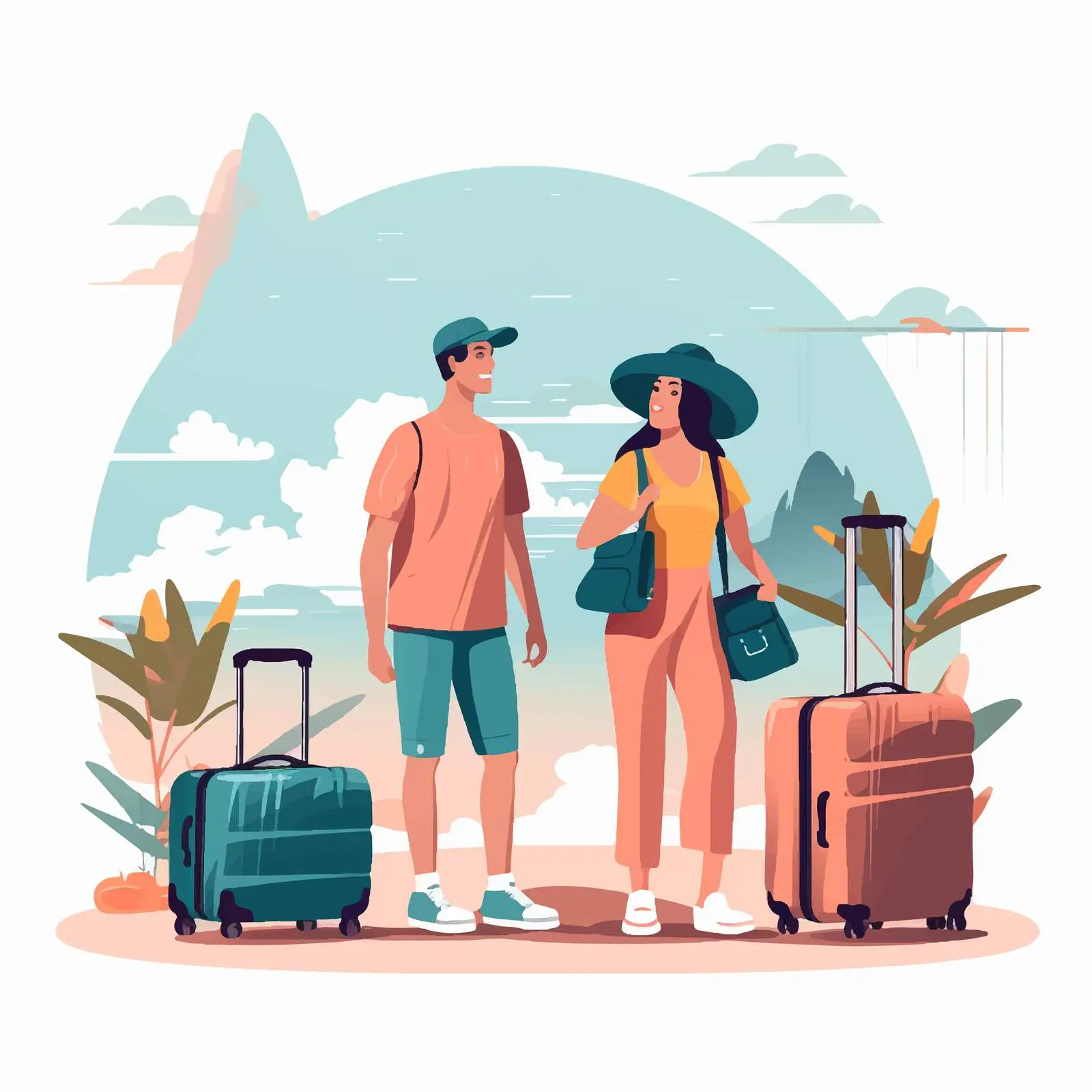 Friends Traveling with Suitcases and Travel Bags — free download from Dotvec