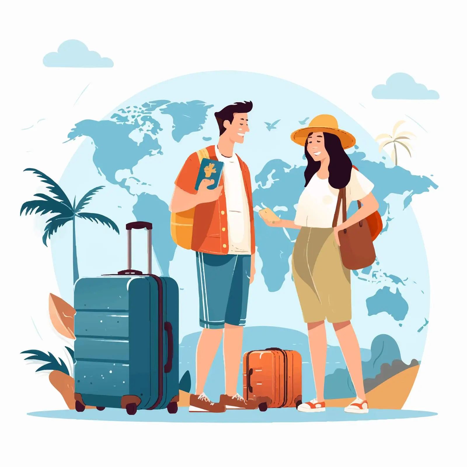 Traveling Friends with Suitcases and Bags — free download from Dotvec