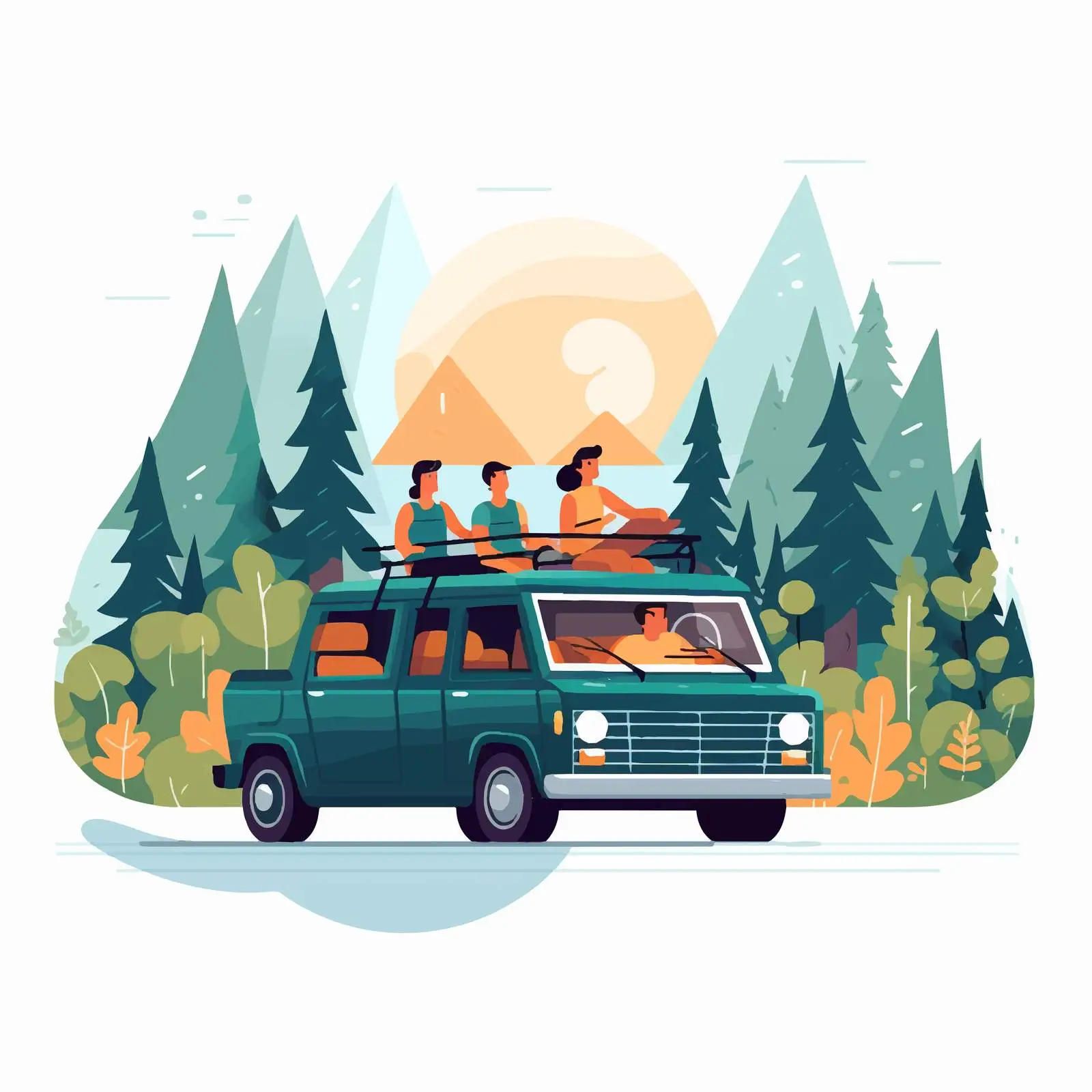 Friends Road Trip Adventure in a Car — free download from Dotvec