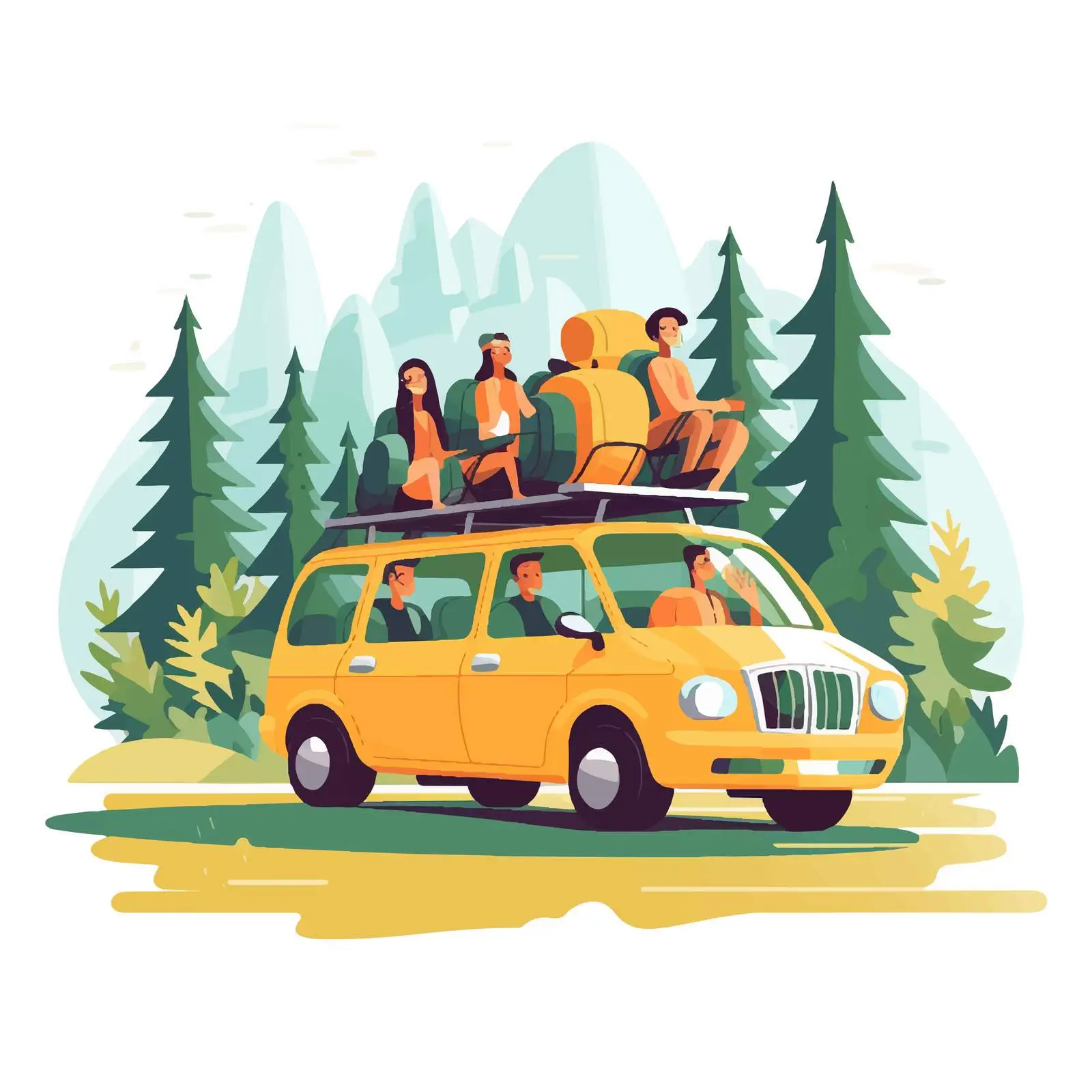 Friends Road Trip Adventure in Car — free download from Dotvec