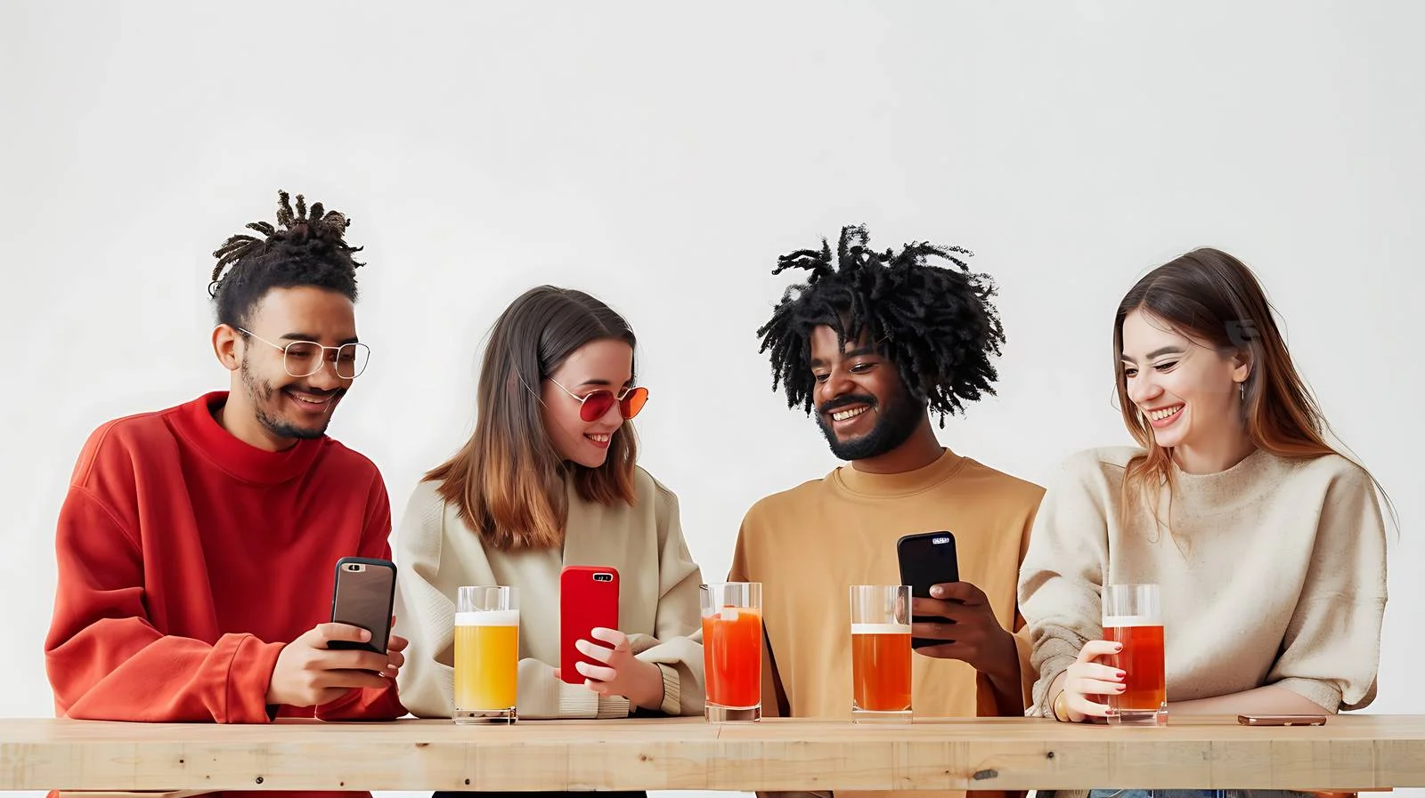 Socializing Friends with Smartphones in Bar — free download from Dotvec