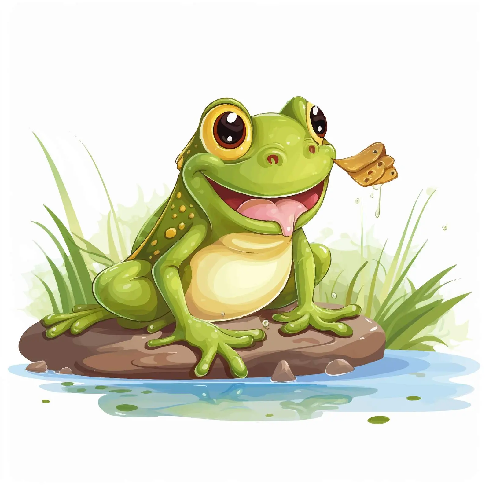 Cartoon Frog Ready to Eat Insects Vector — free download from Dotvec