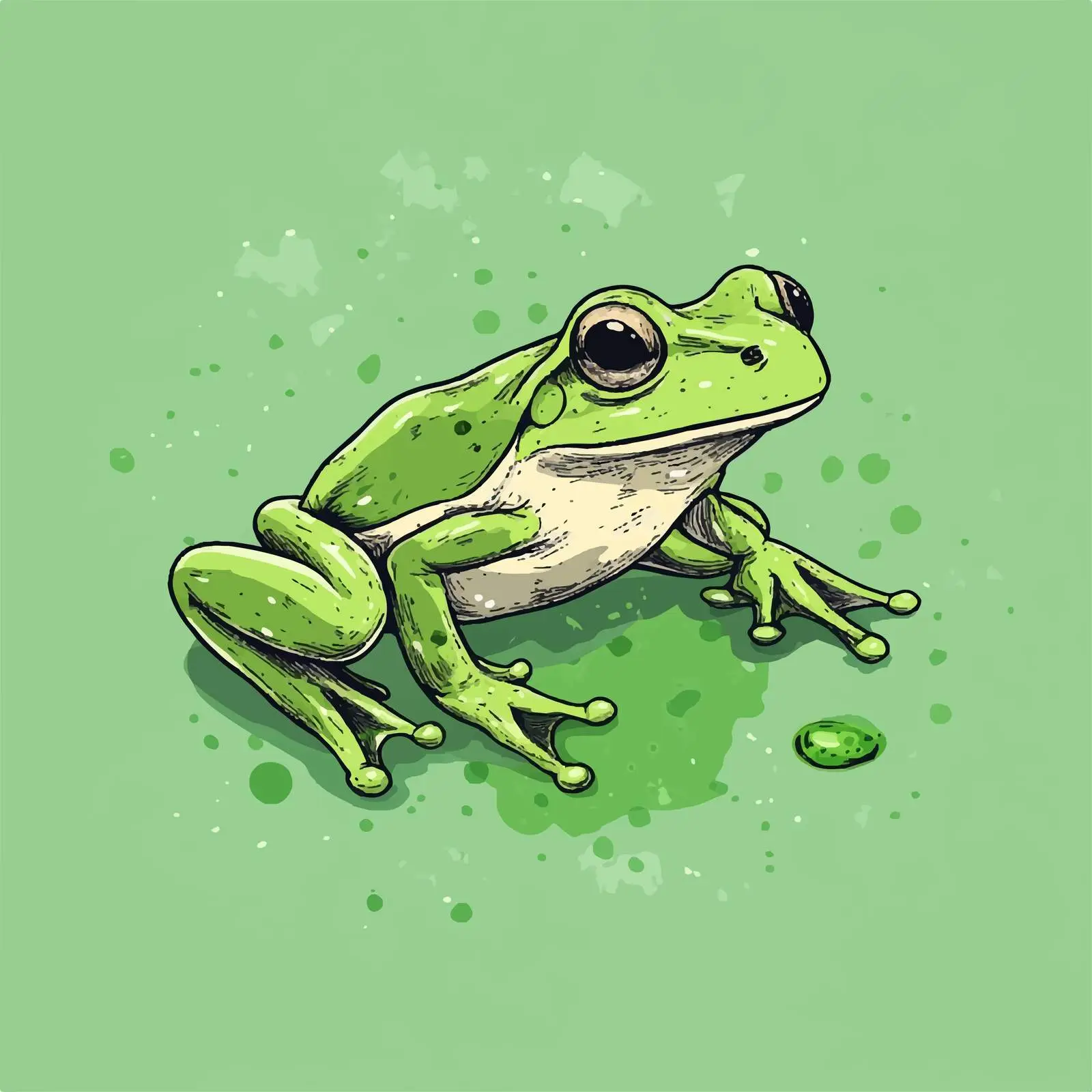 Hand-Drawn Frog Sketch on Green Background — free download from Dotvec