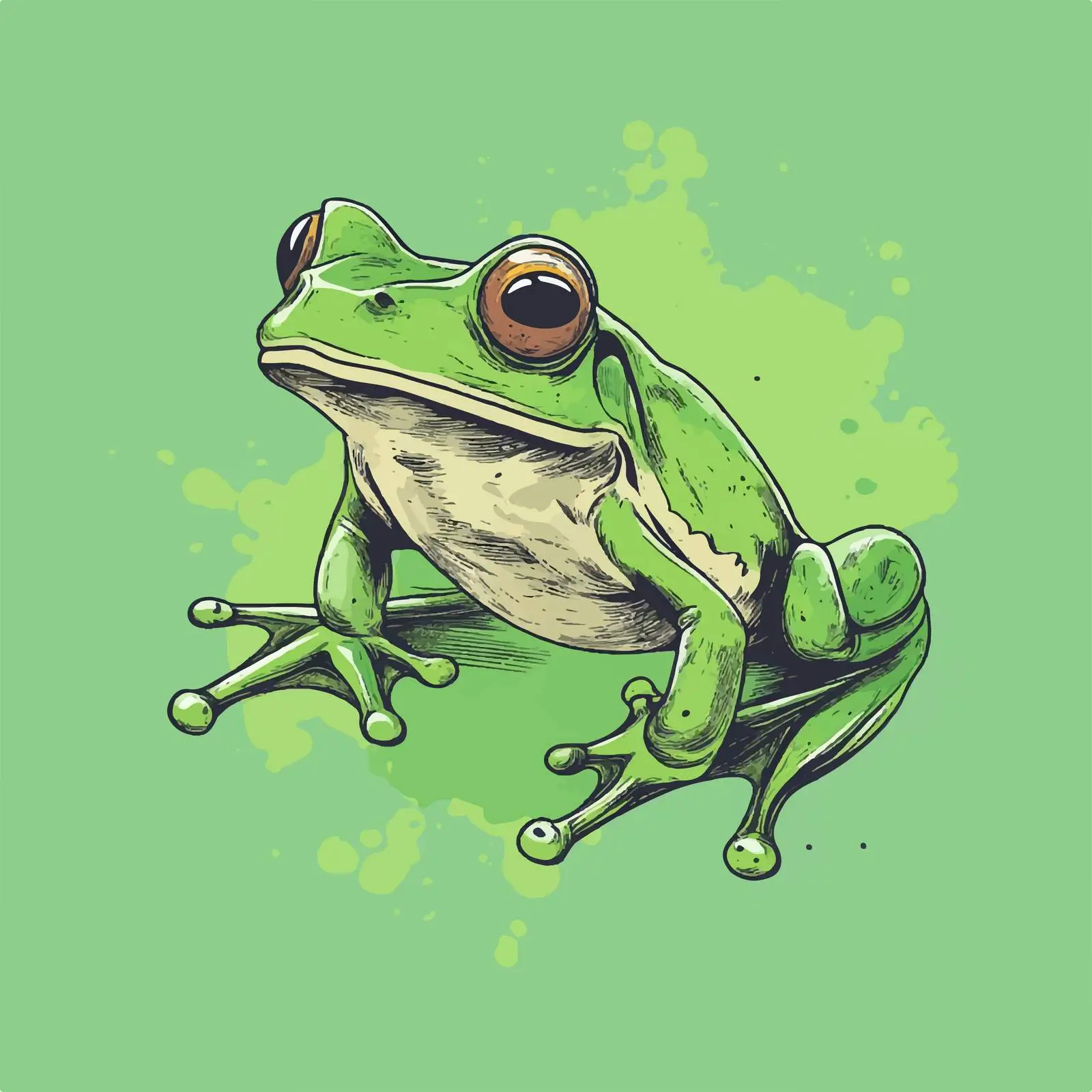 Hand-Drawn Frog Sketch on Green Background — free download from Dotvec