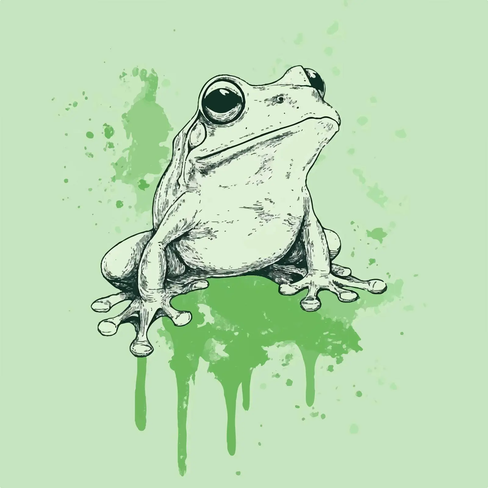 Hand-Drawn Frog Sketch on Green Background — free download from Dotvec