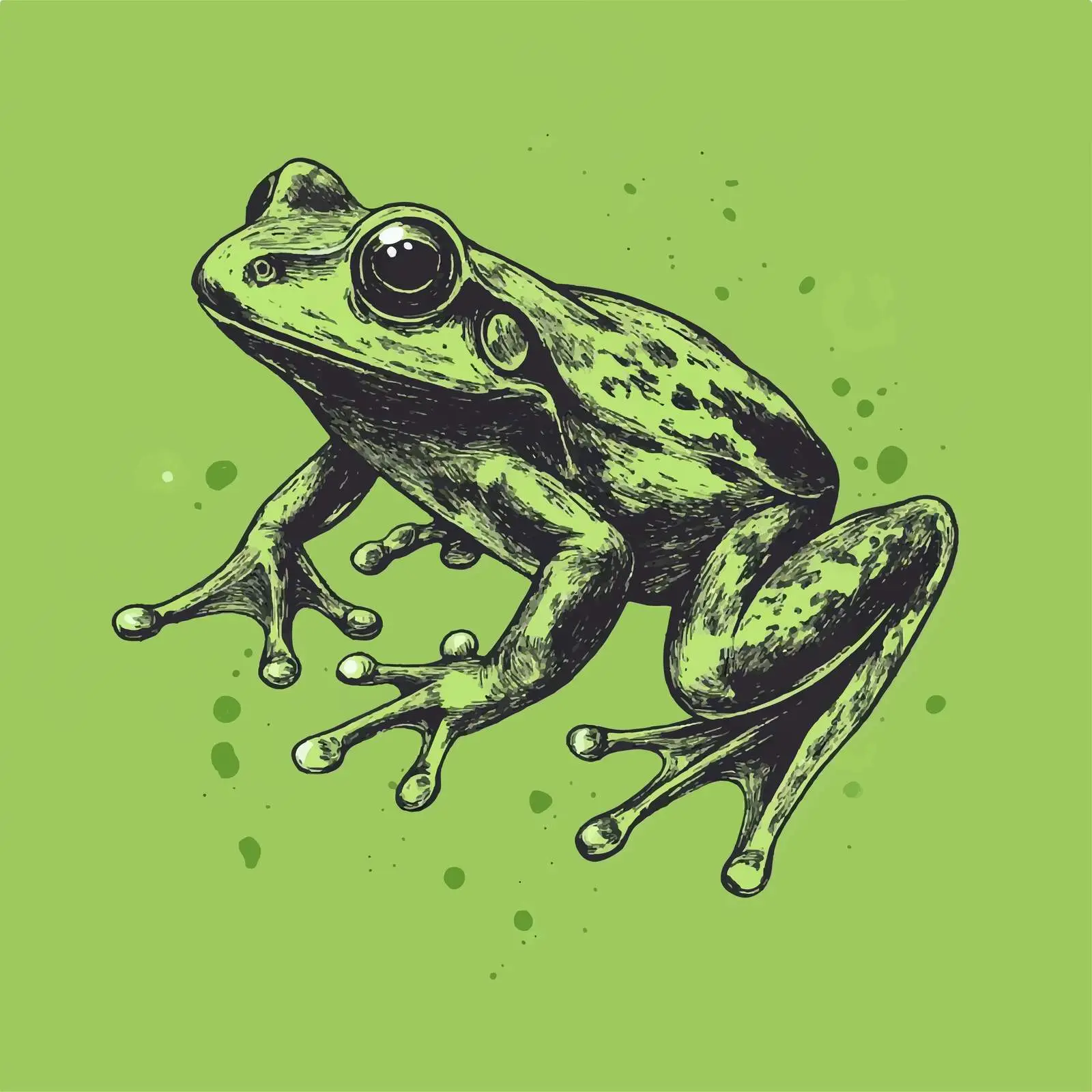 Hand-Drawn Frog Sketch on Green Background — free download from Dotvec