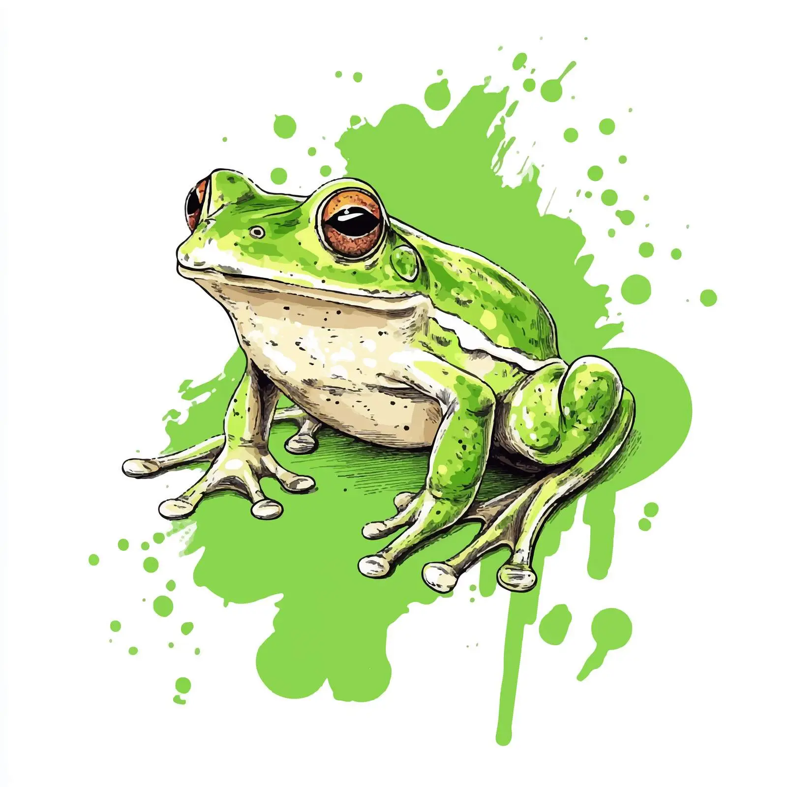 Hand-Drawn Frog Sketch on White Background – free biophilia image from Dotvec