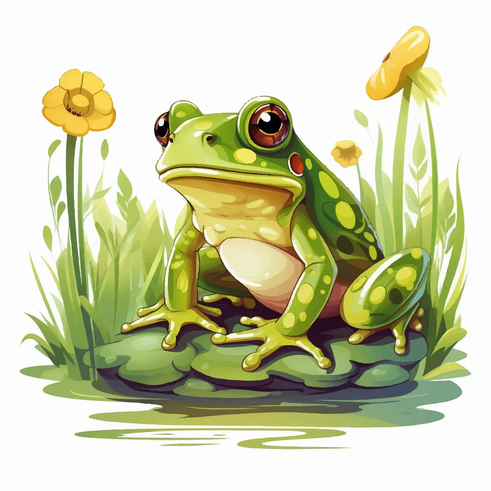 Cartoon Frog Living in Nature Vector Illustration — free download from Dotvec