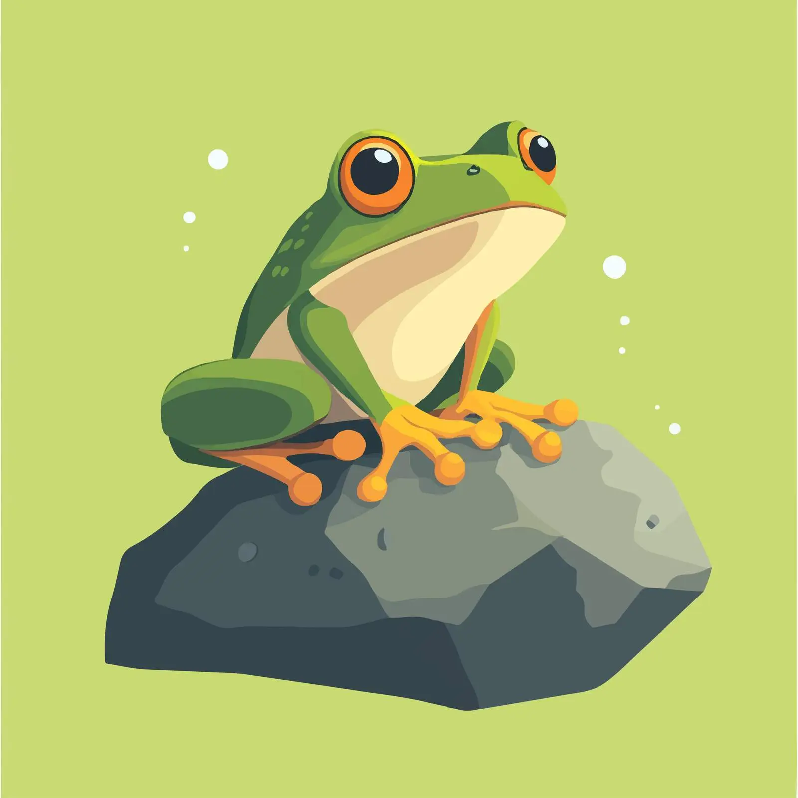 Frog Sitting on Rock - Vector Illustration — free download from Dotvec