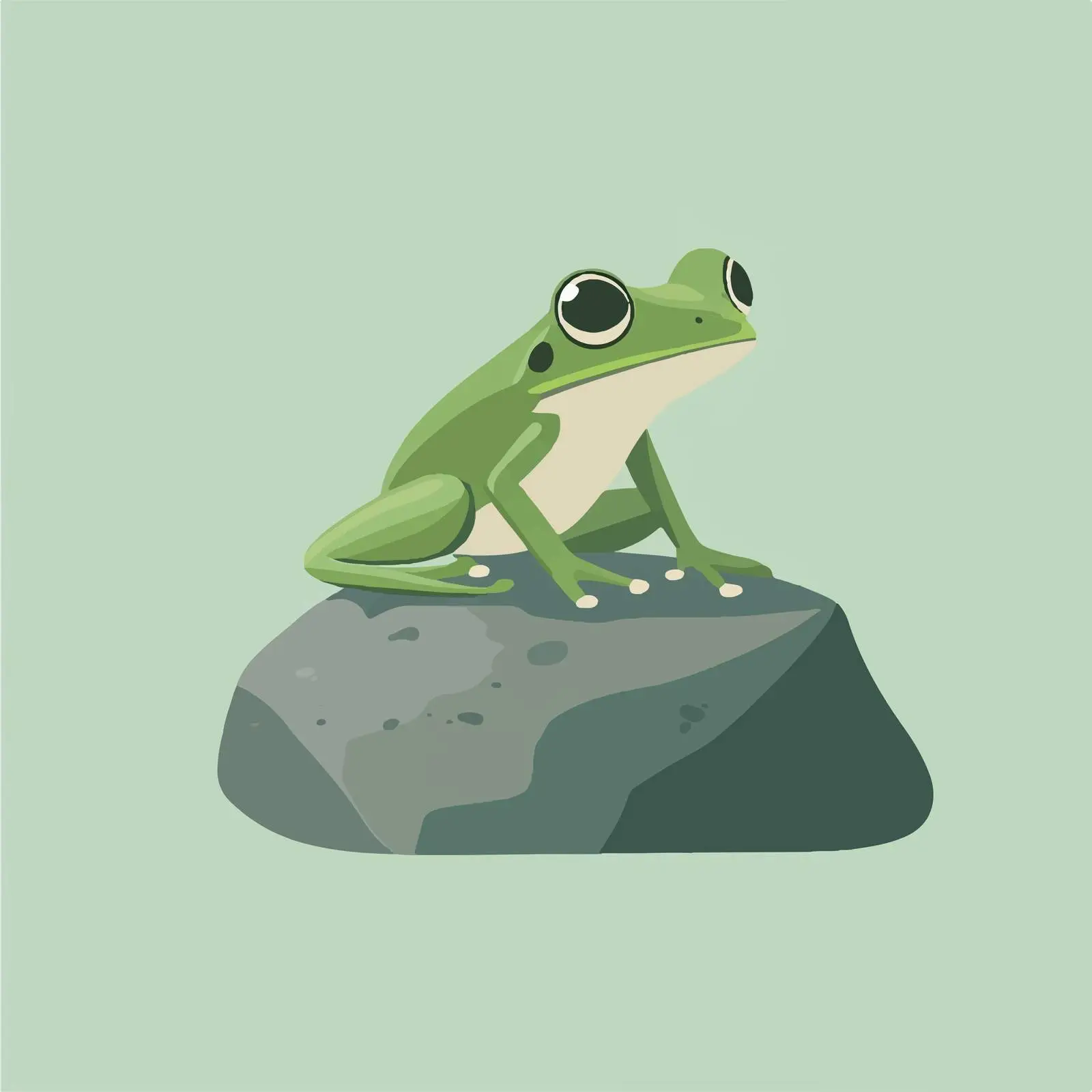 Frog Sitting on a Rock Vector Illustration — free download from Dotvec