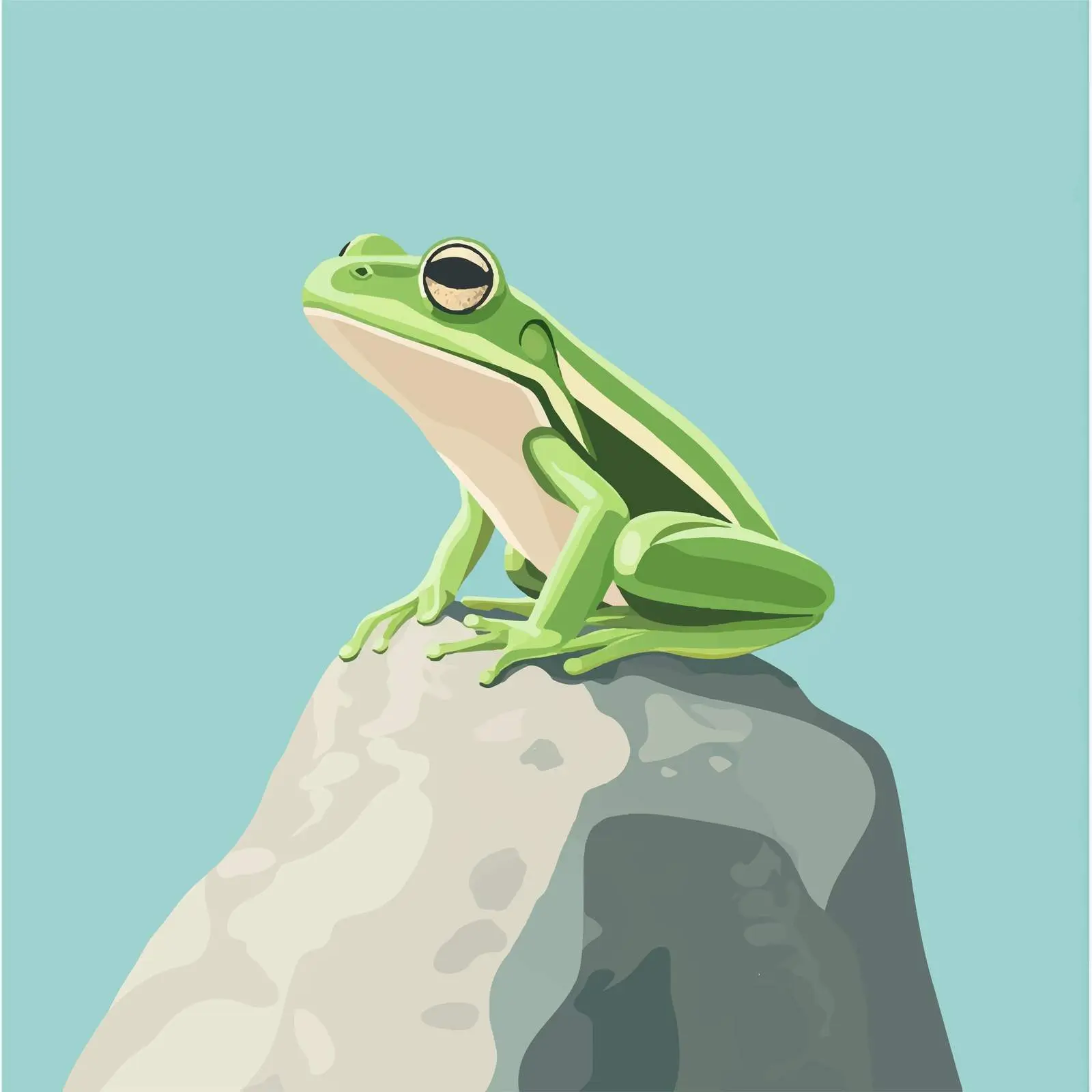 Frog Sitting on Rock Flat Vector Illustration — free download from Dotvec