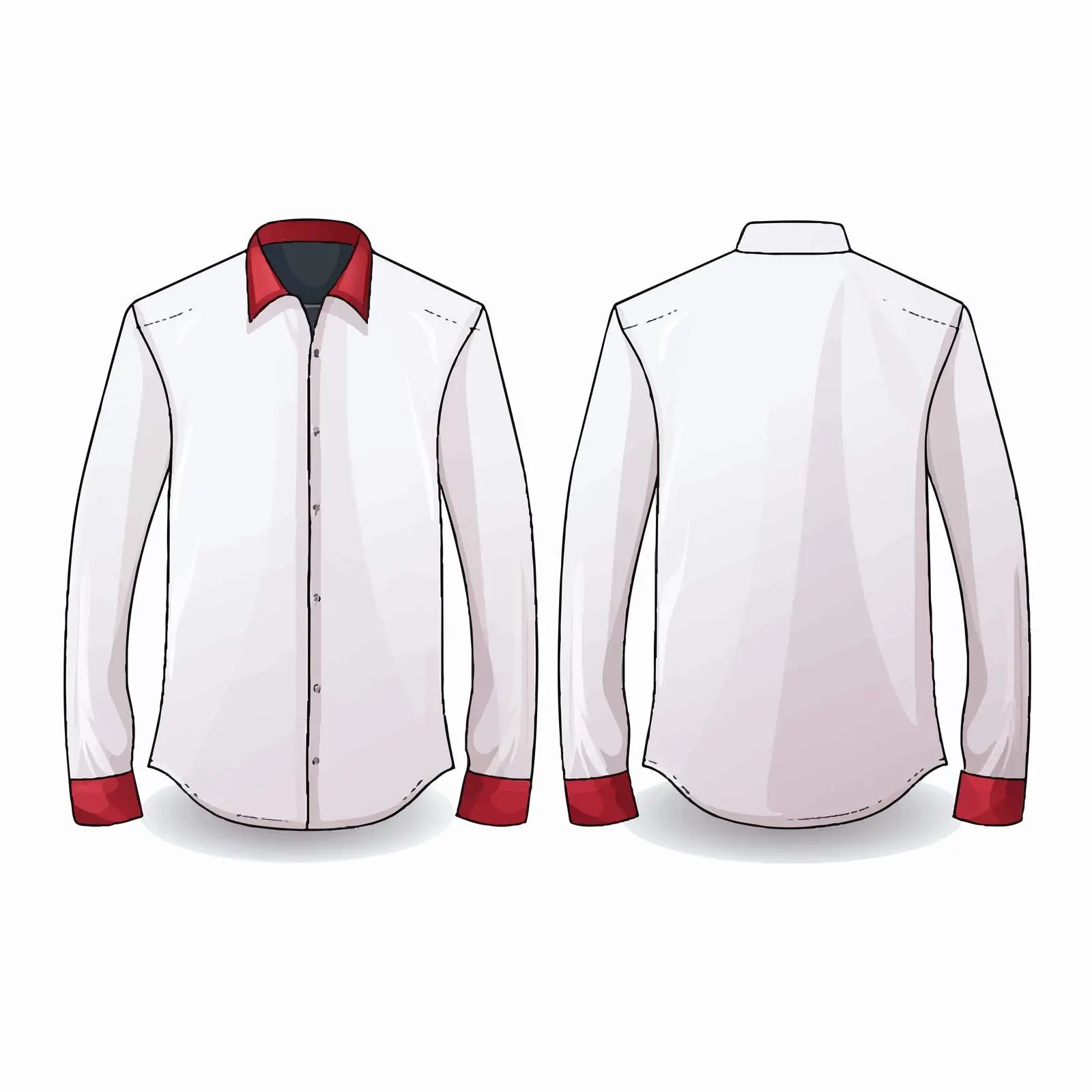 Front and Back View Long Sleeve Shirt Vector — free download from Dotvec