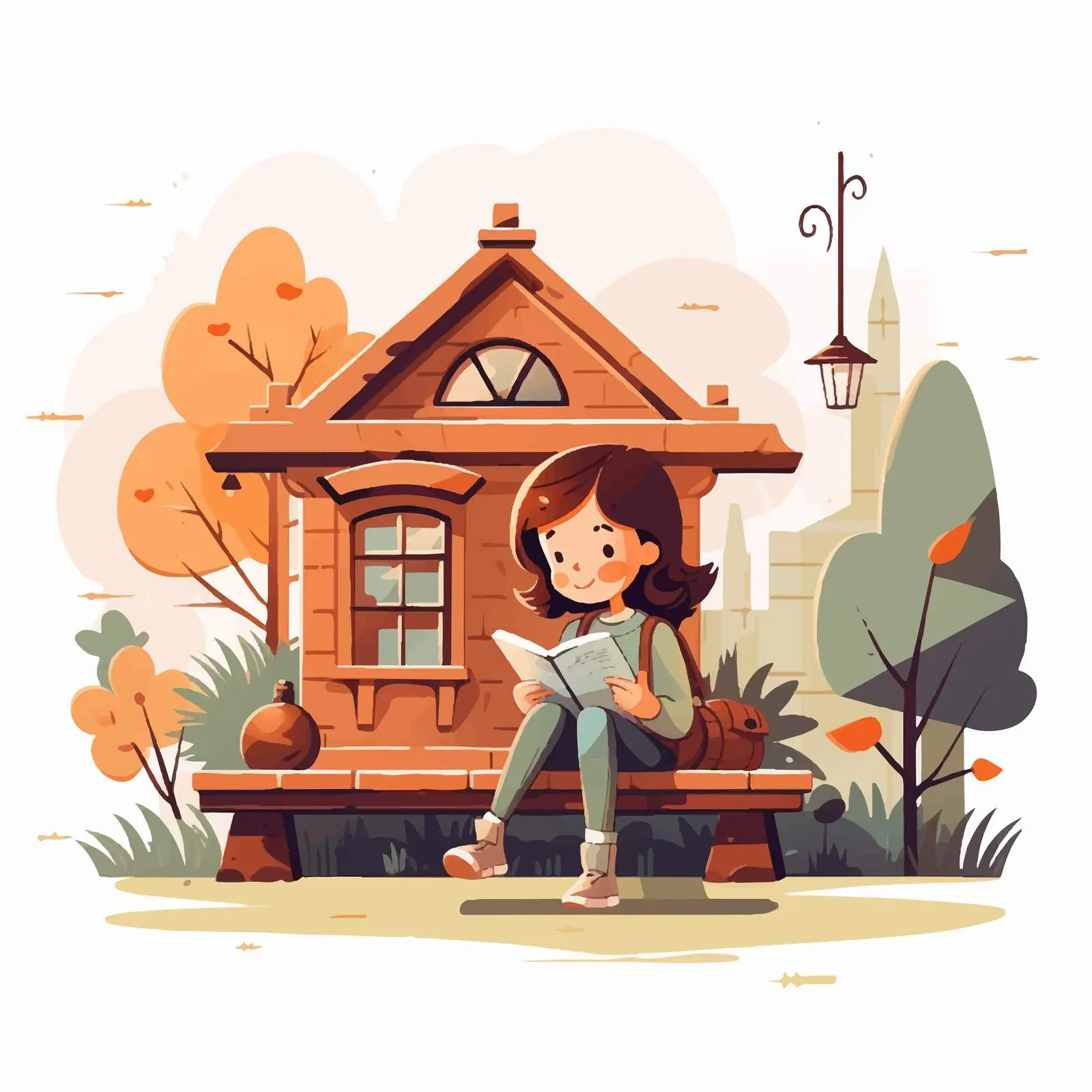 Girl Reading a Book on a Bench – free bench image from Dotvec