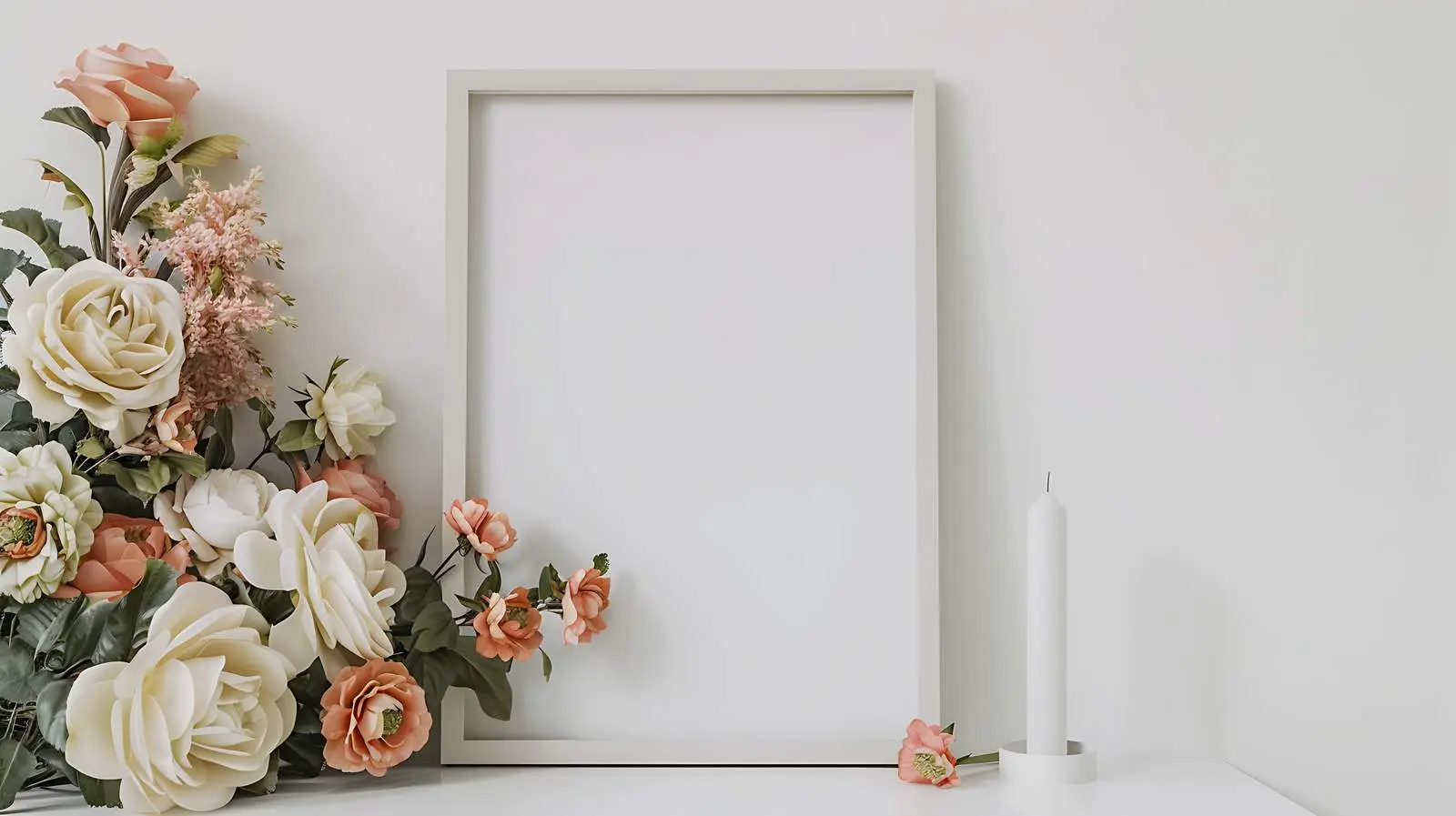 Blank Photo Frame Mockup with Flowers — free download from Dotvec