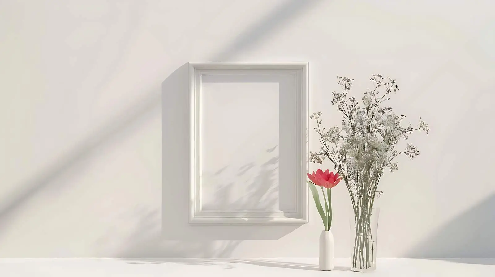 Blank Photo Frame Mockup with Floral Accents – free art mockup image from Dotvec