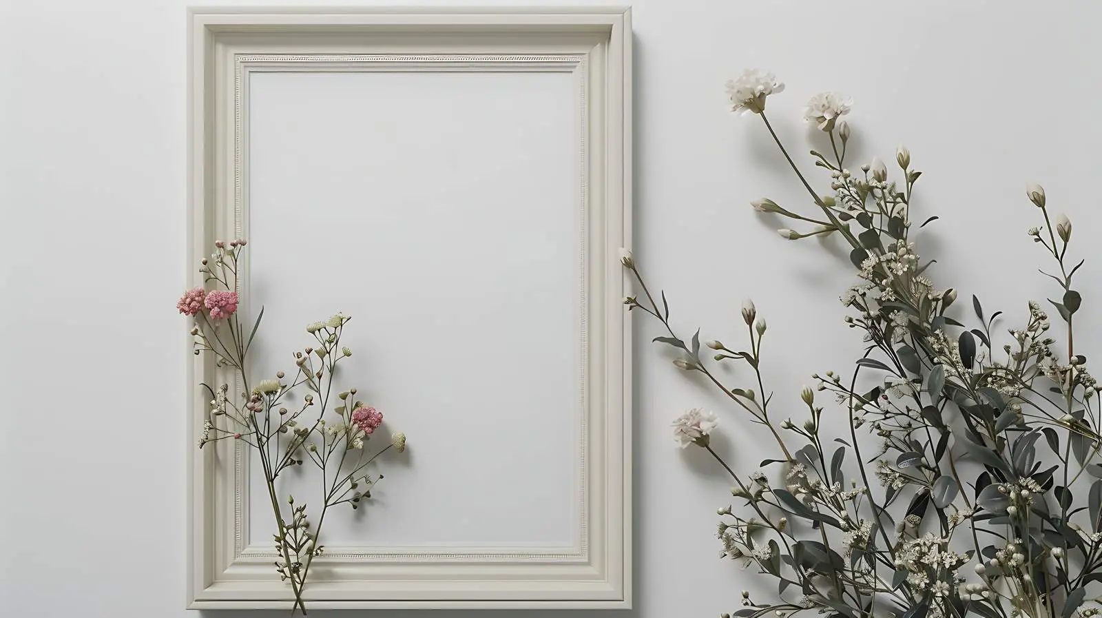 Blank Photo Frame Mockup with Flowers — free download from Dotvec