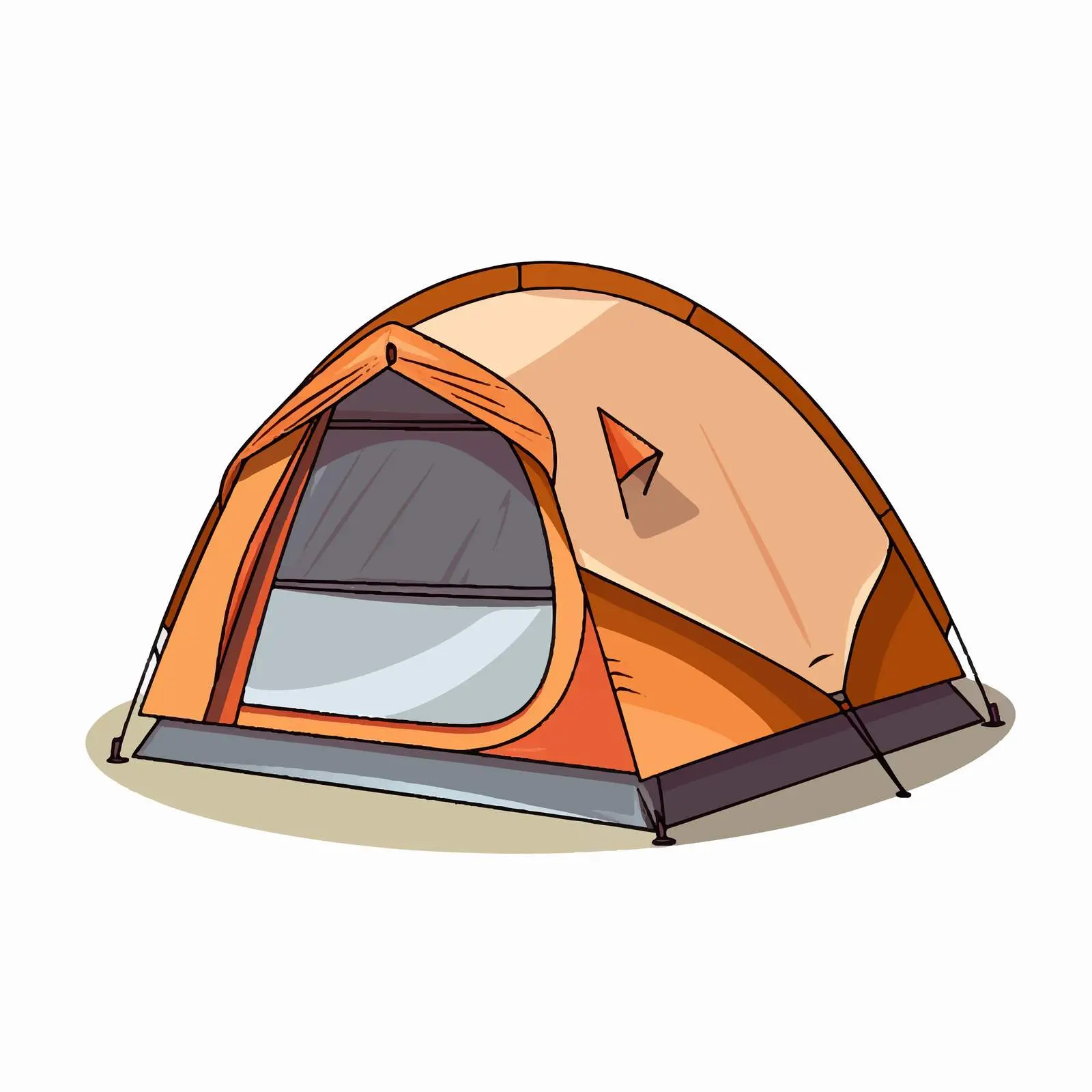 Canvas Tent with Dome Roof Front View — free download from Dotvec