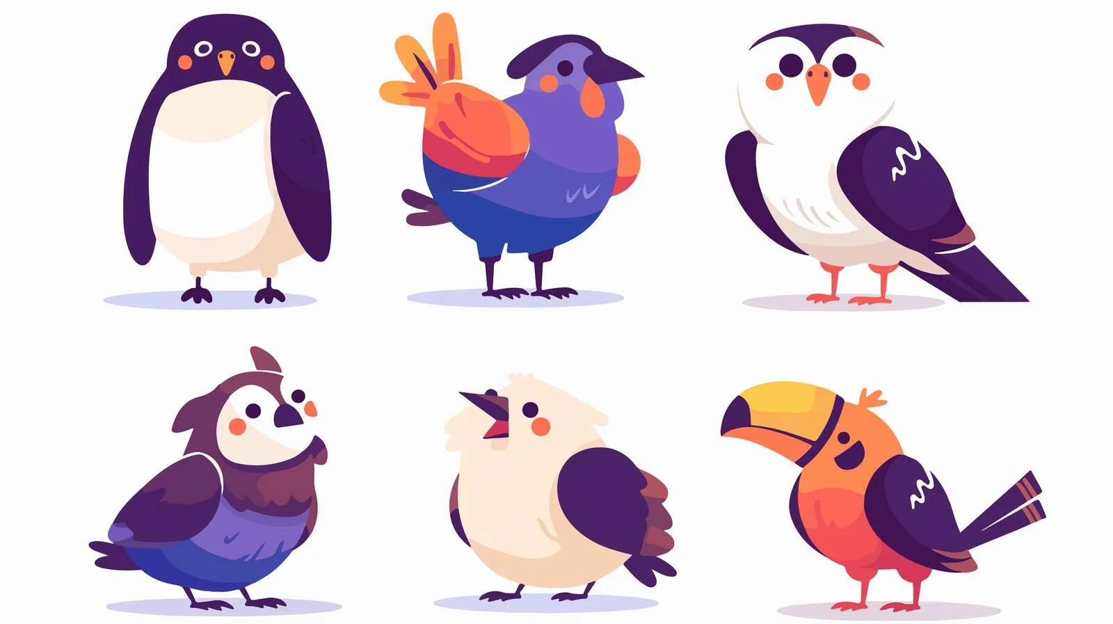 Adorable Birds Displaying Front and Side Profiles — free download from Dotvec