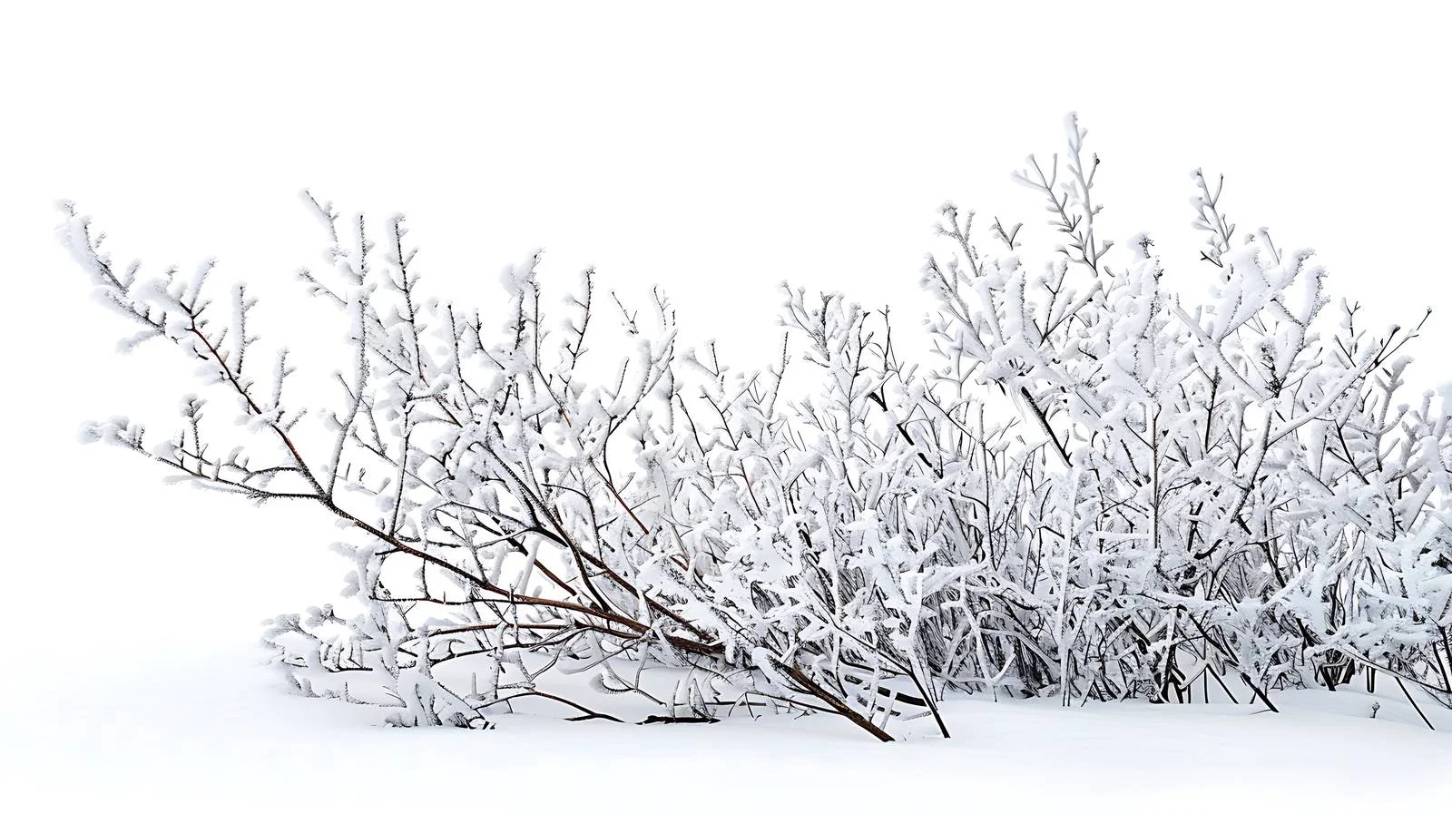 Snow-covered Winter Branches and Bushes Scene — free download from Dotvec