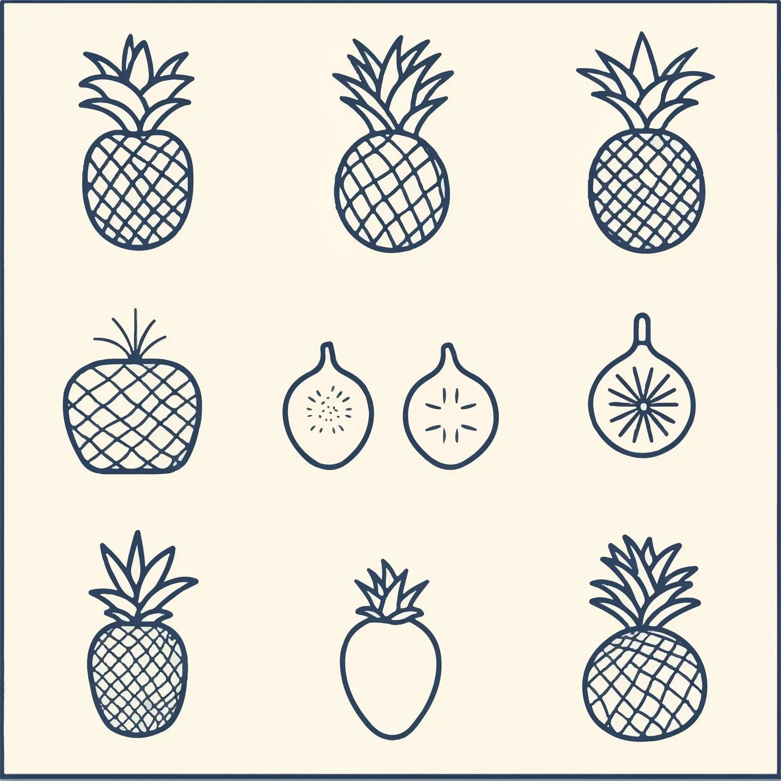 Pineapple Line Icon Vector Collection — free download from Dotvec