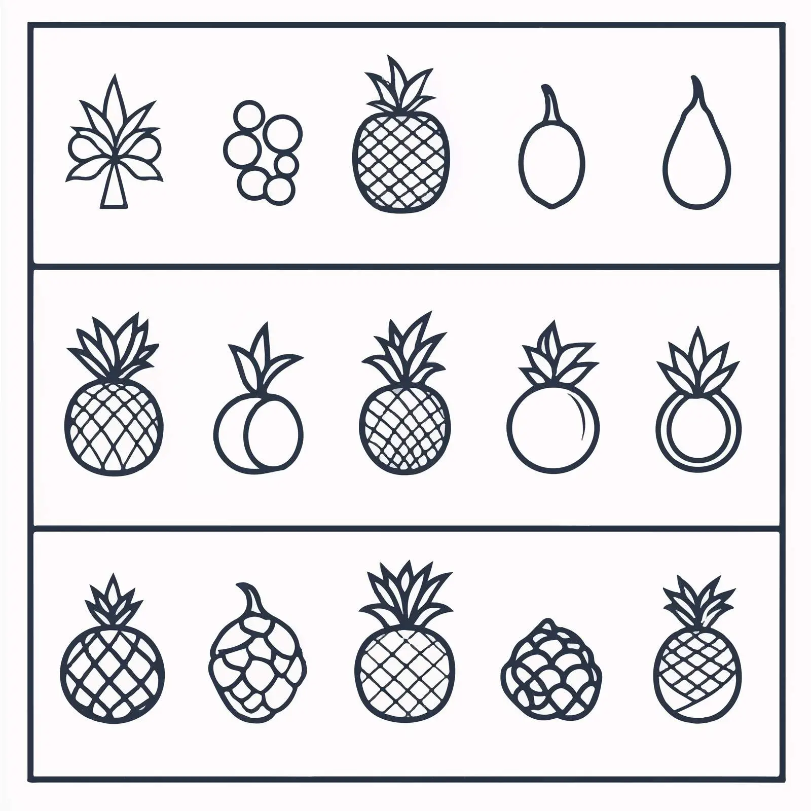Pineapple Line Icon Vector Collection — free download from Dotvec