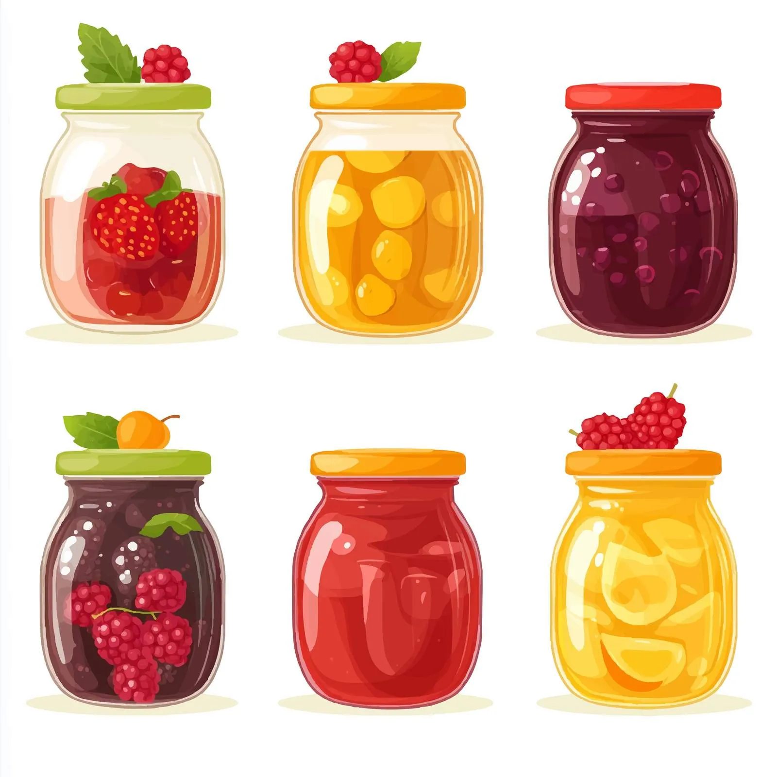 Natural Fruit and Berry Jam Set in Jars — free download from Dotvec