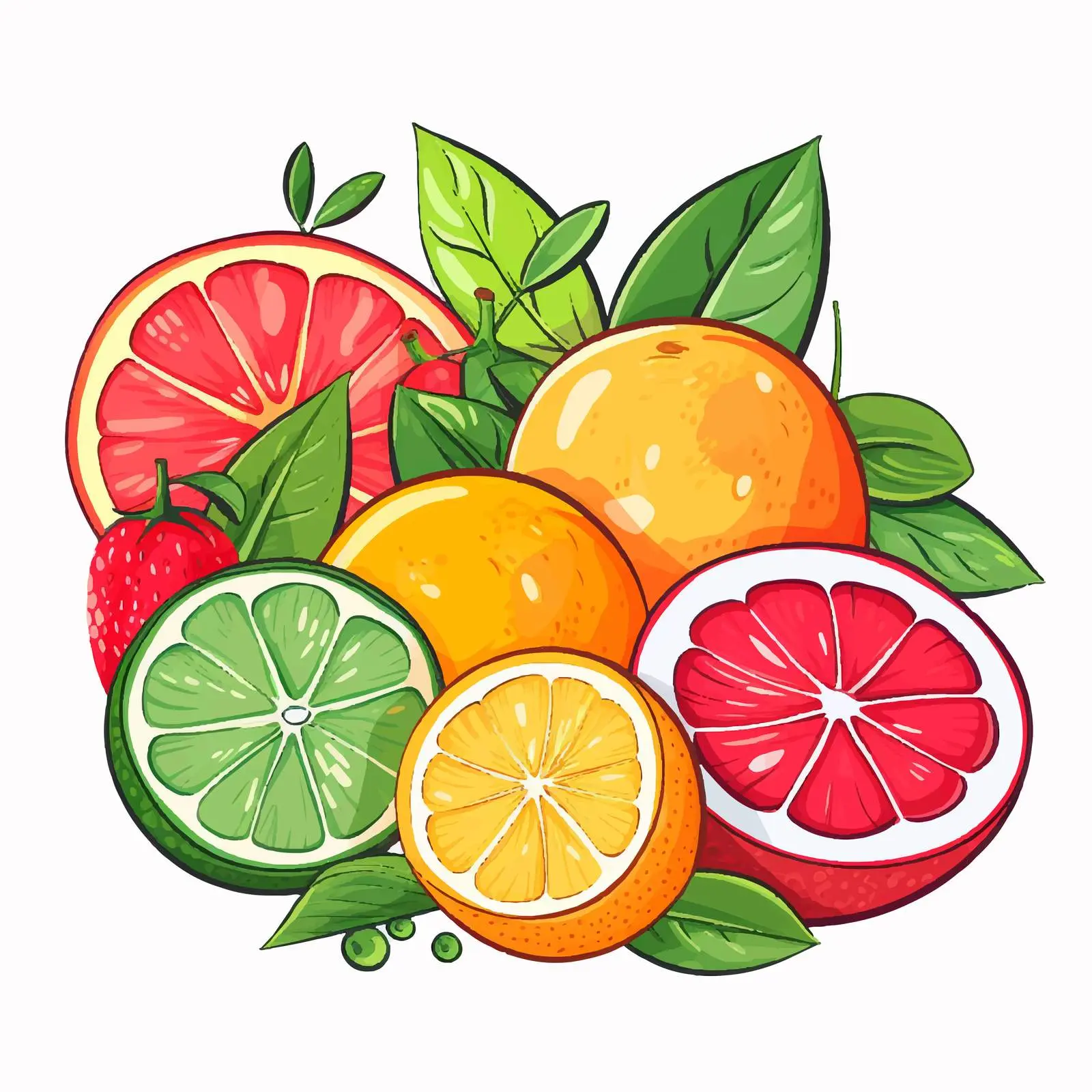 Colorful Fruit Illustration on White Background — free download from Dotvec