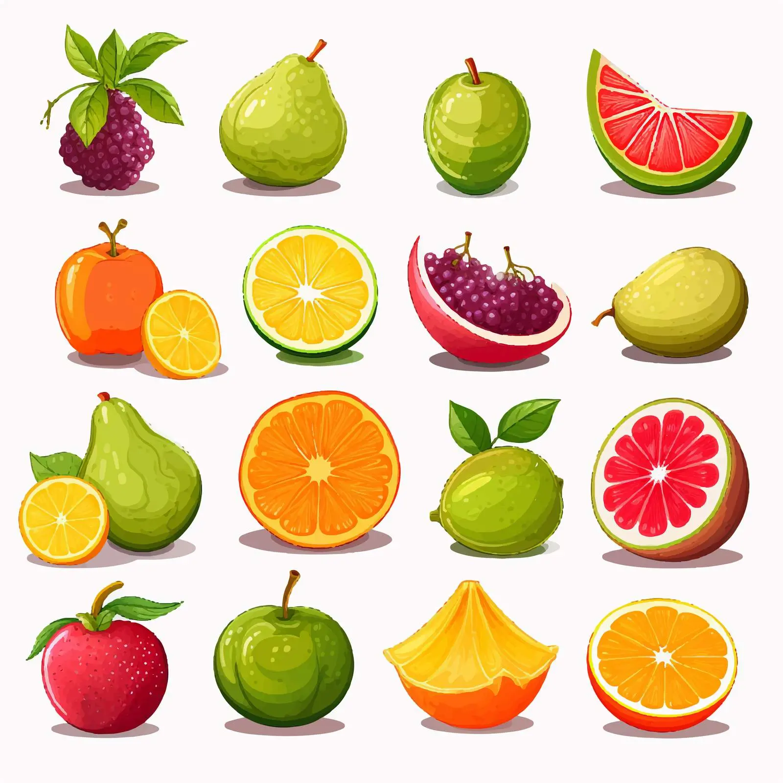 Colorful Cartoon Fruit Illustration on White Background — free download from Dotvec