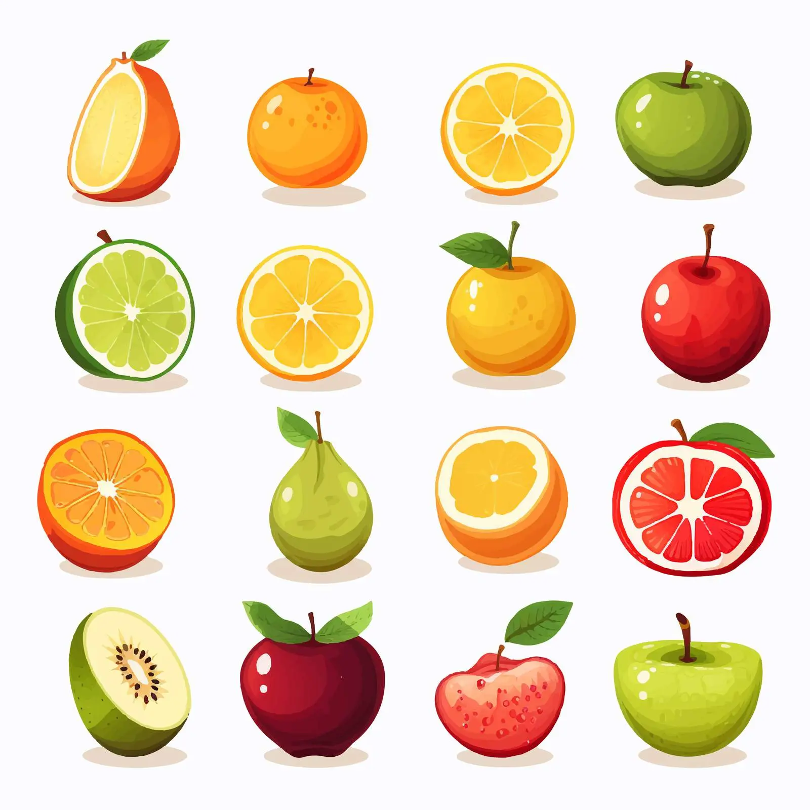 Cartoon Fruit Illustration on White Background – free fruit collection image from Dotvec