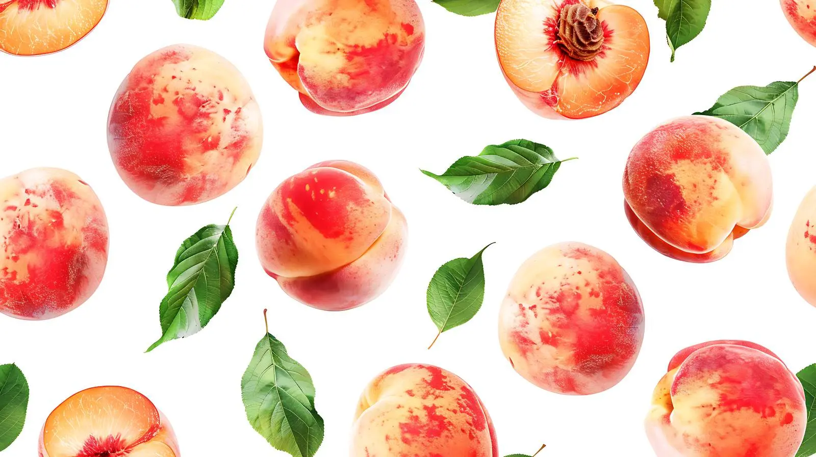 Fresh Peaches Pattern on Pastel Green Background – free fruit collection image from Dotvec