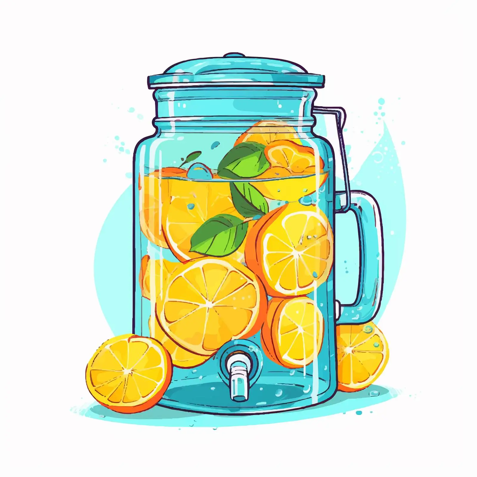 Refreshing Lemonade in Glass Jar with Tap — free download from Dotvec