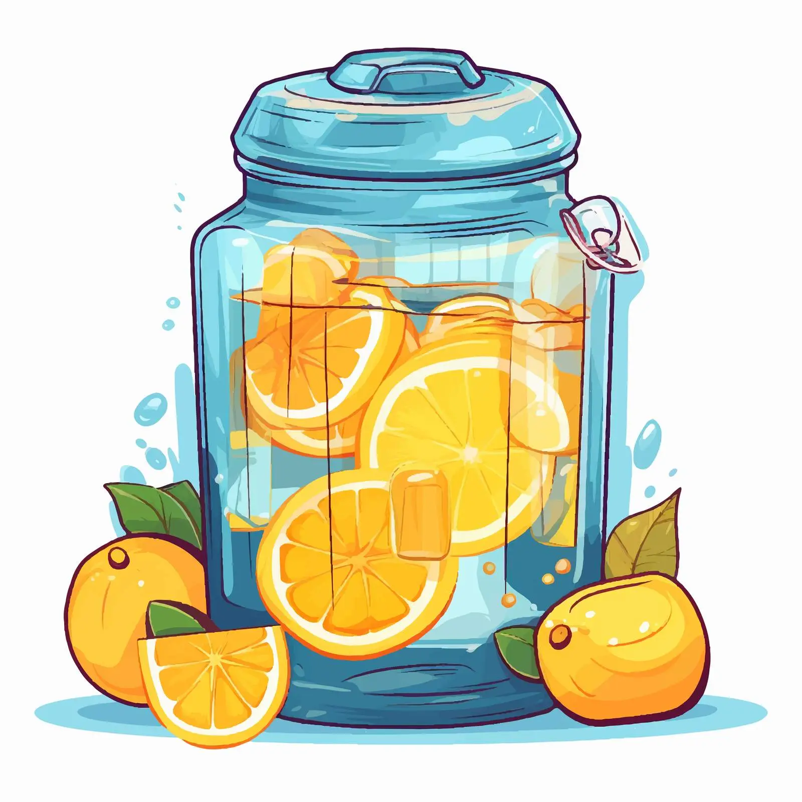 Refreshing Lemonade in Glass Jar with Tap – free infused image from Dotvec